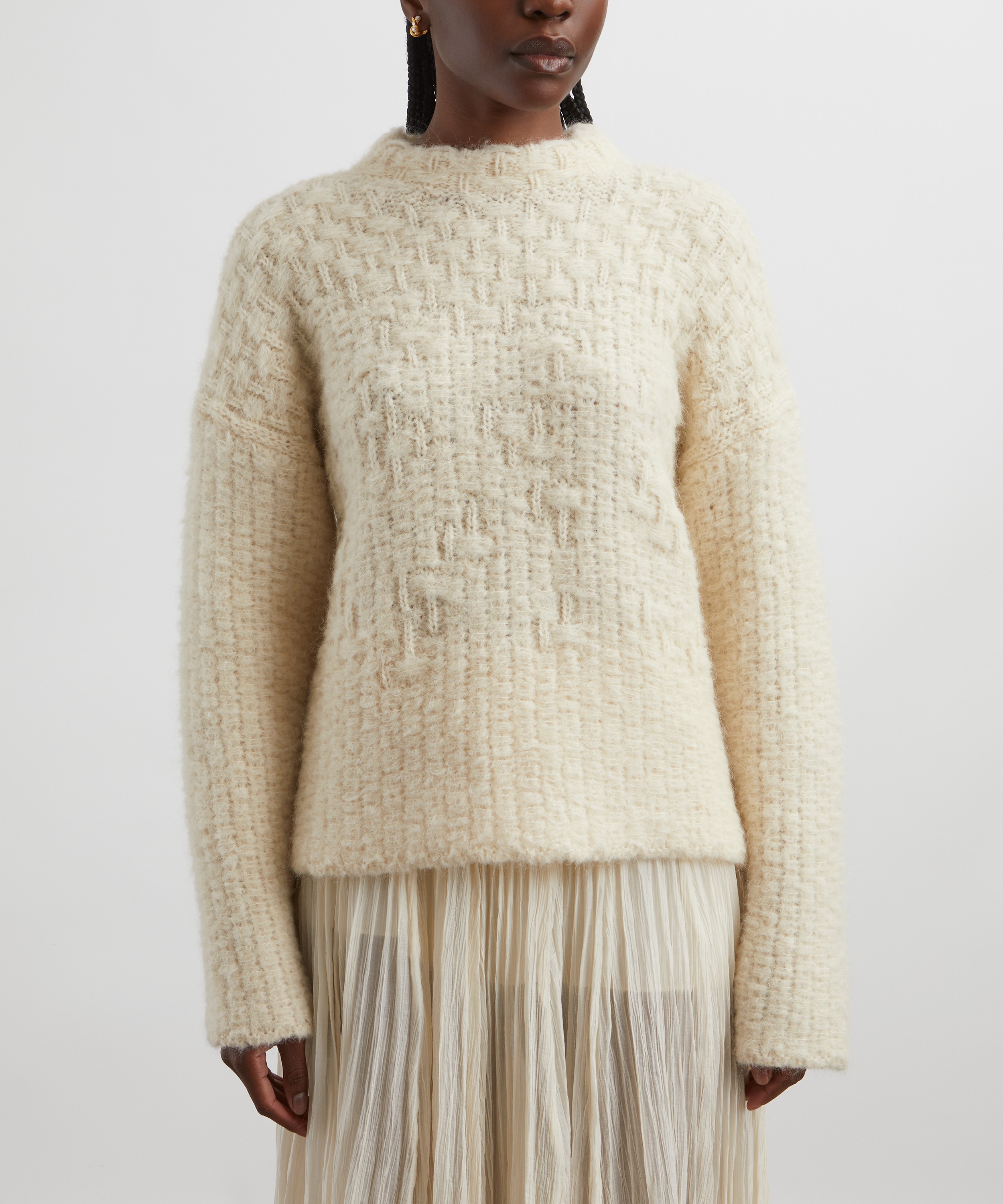 Jil Sander - Alpaca Mohair Basketweave Mock Neck Jumper image number 2