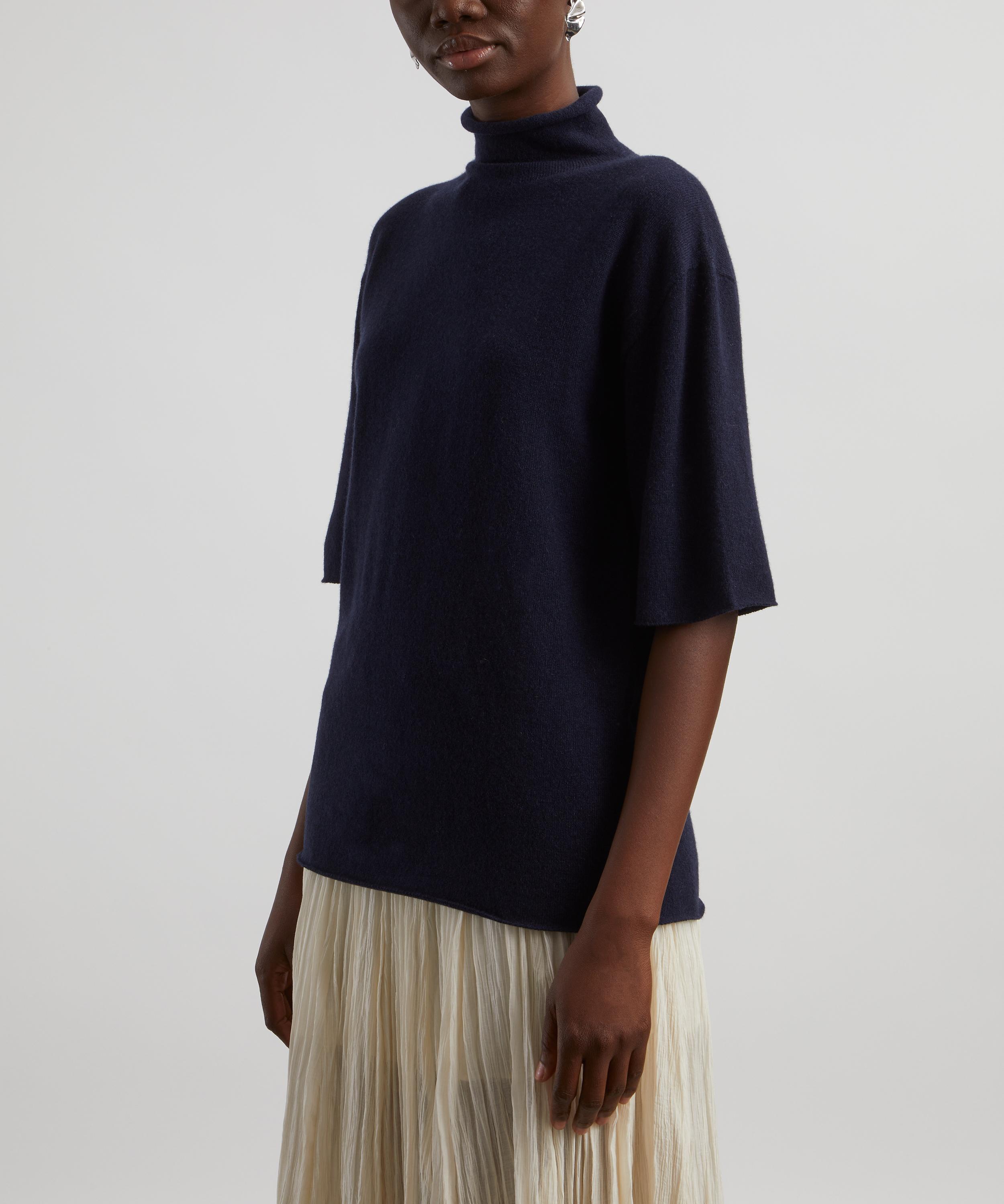 Jil Sander - Indigo Short Sleeve High Neck Cashmere Jumper image number 2