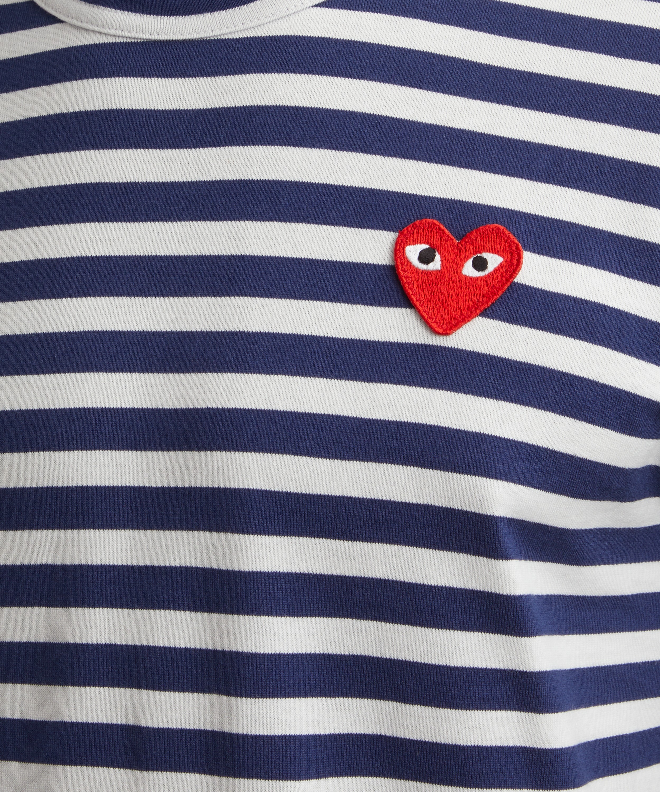 Comme des Garçons Play - Blue Striped Red Heart T-Shirt image number 4