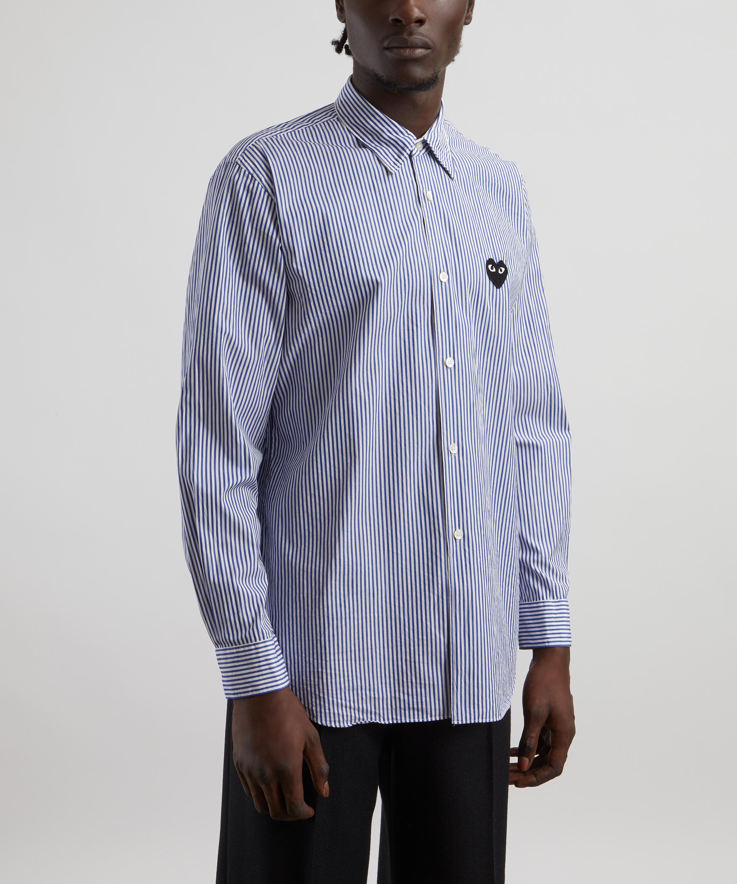 Comme des Garçons Play - Blue Striped Black Heart Shirt image number 2