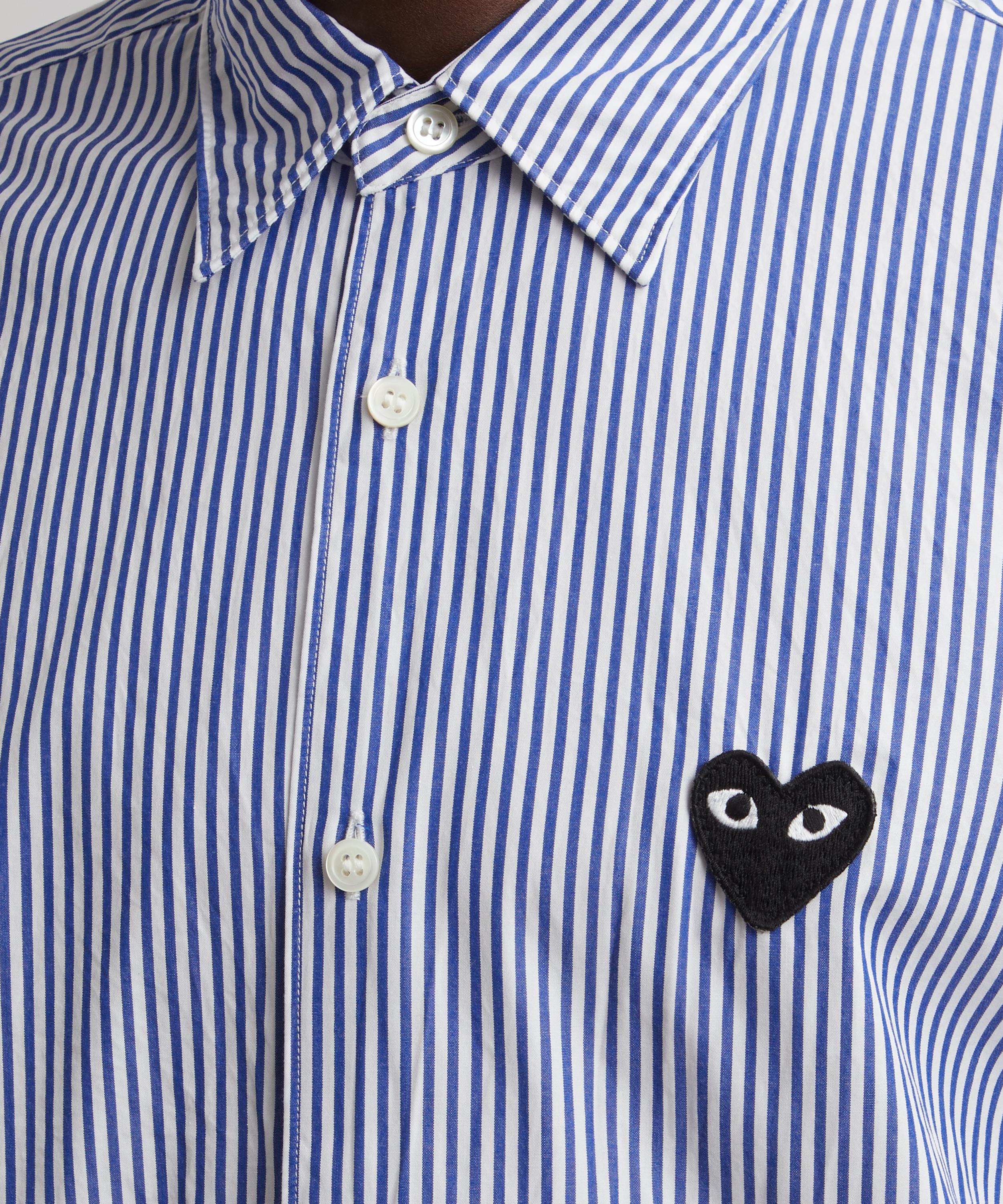 Comme des Garçons Play - Blue Striped Black Heart Shirt image number 4