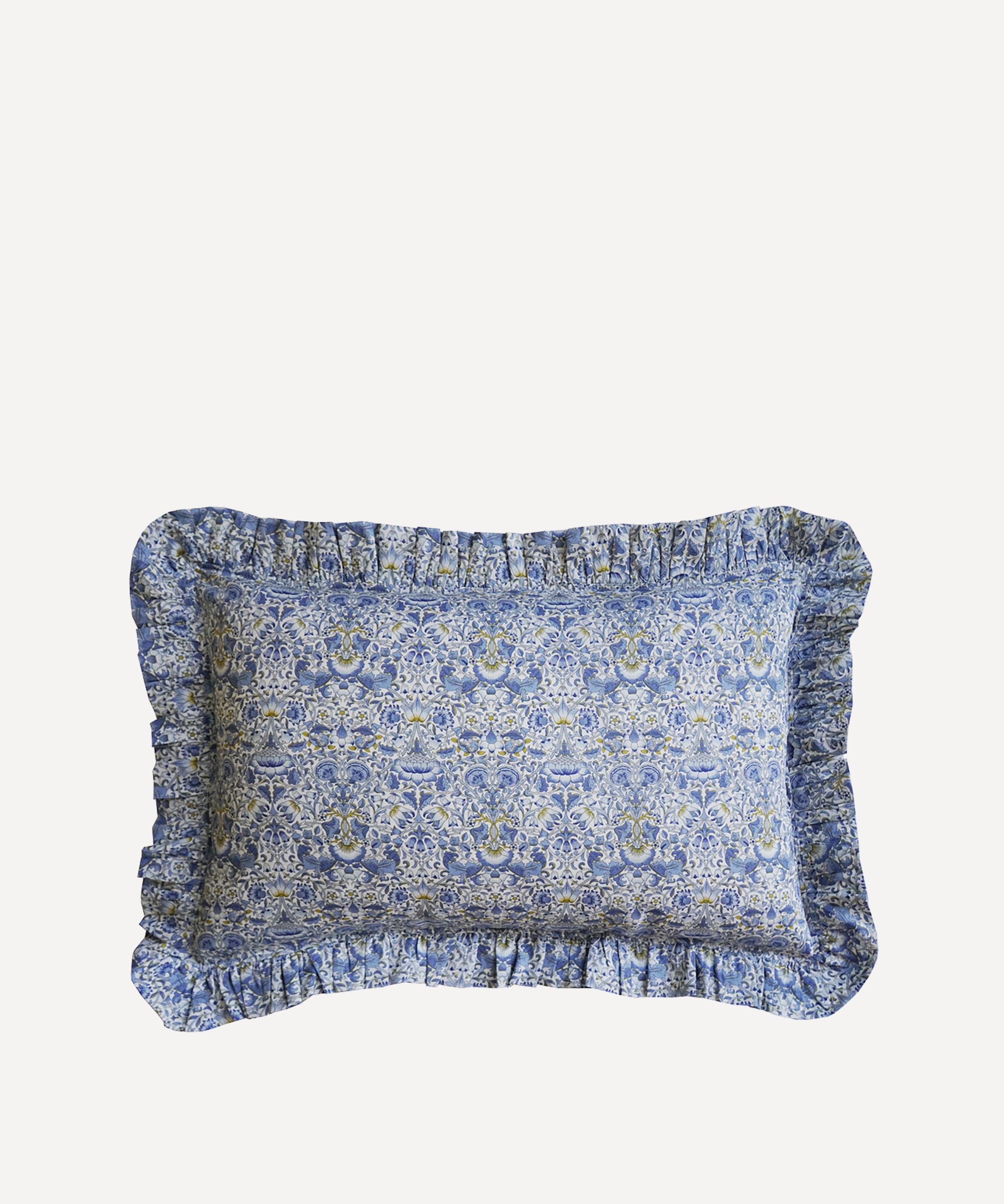 Coco & Wolf - Lodden China Blue Oblong Ruffle Cushion image number 0