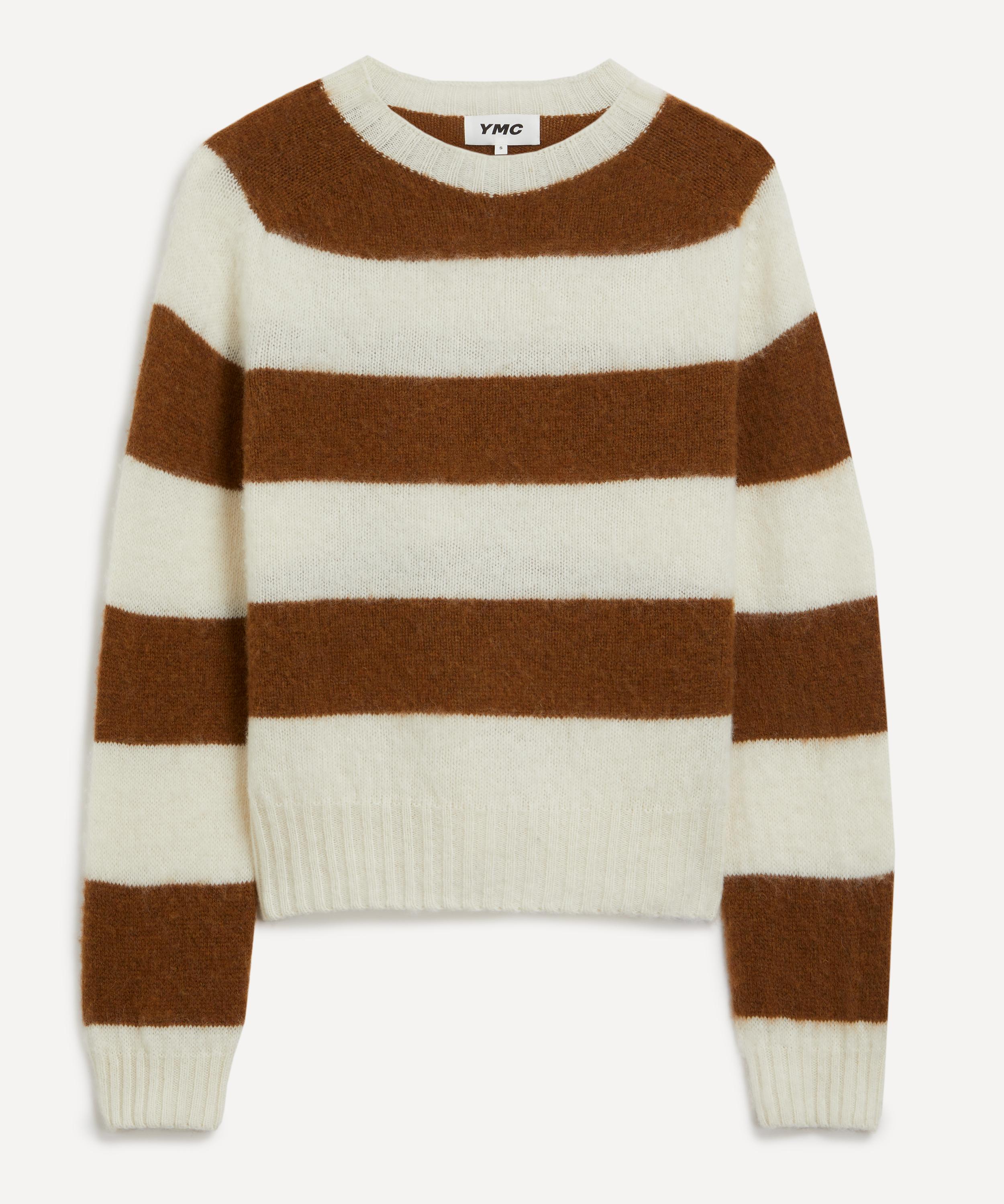 YMC - Jets Winter White x Pecan Stripe Wool Jumper