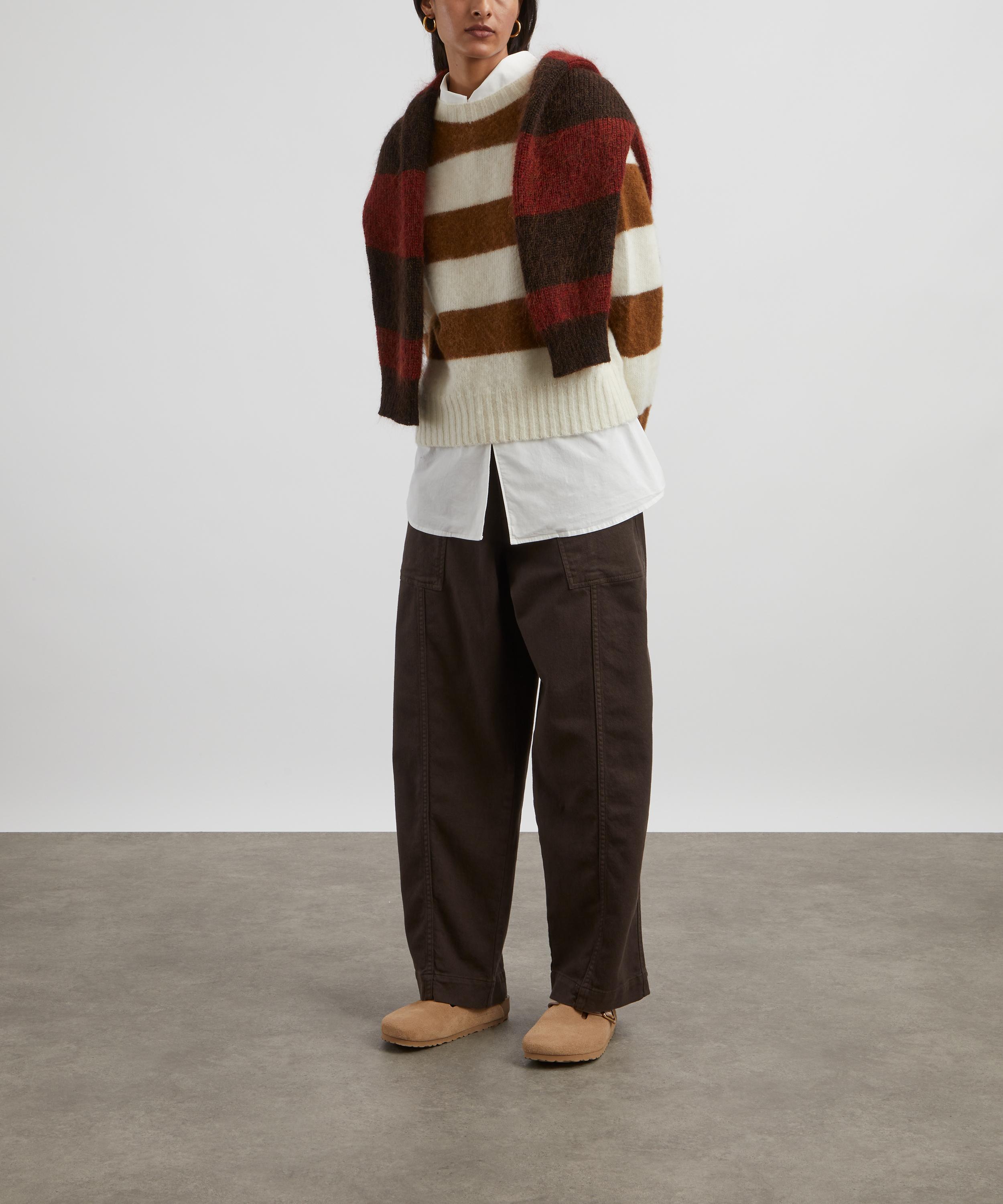 YMC - Jets Winter White x Pecan Stripe Wool Jumper image number 1