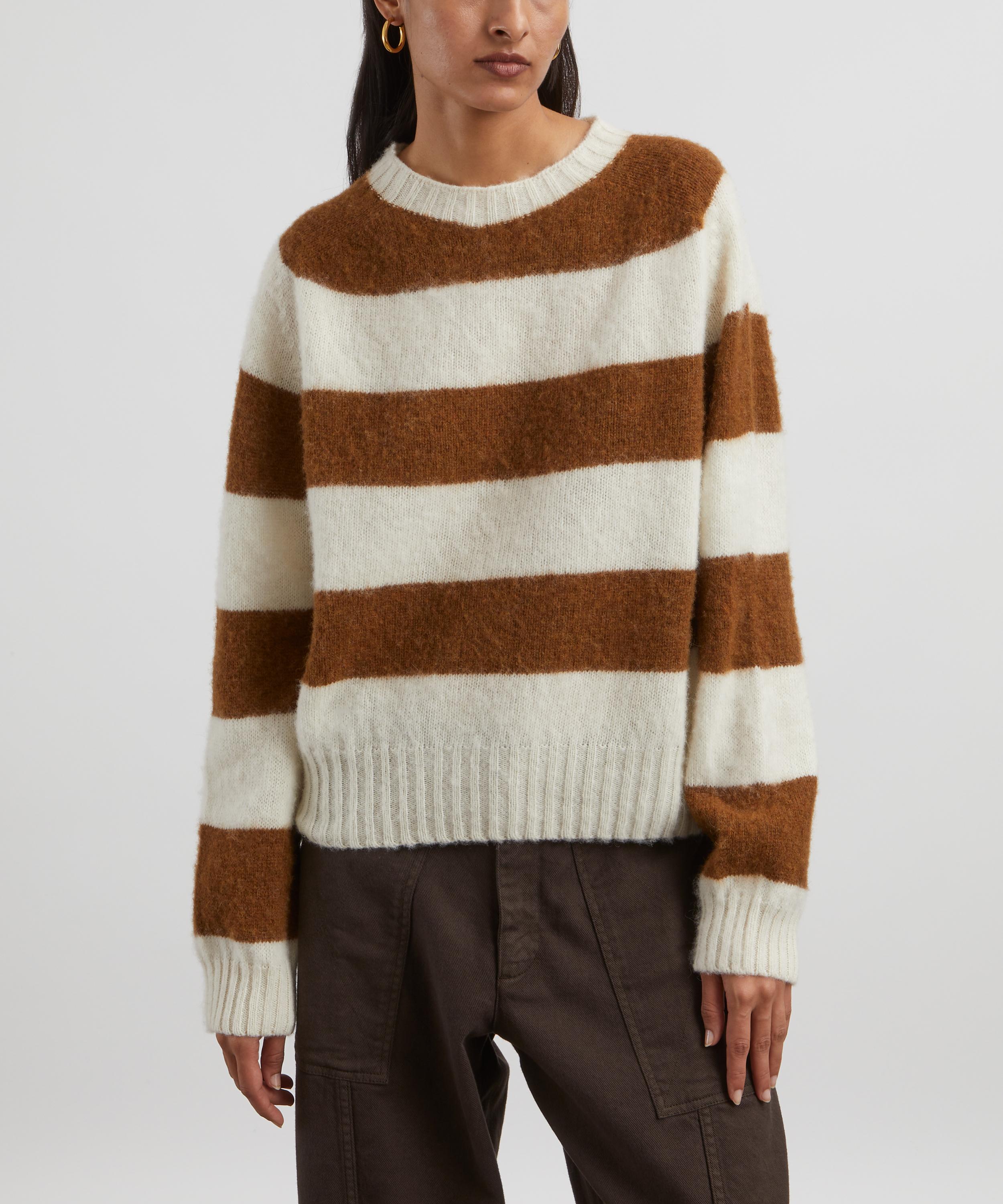 YMC - Jets Winter White x Pecan Stripe Wool Jumper image number 2