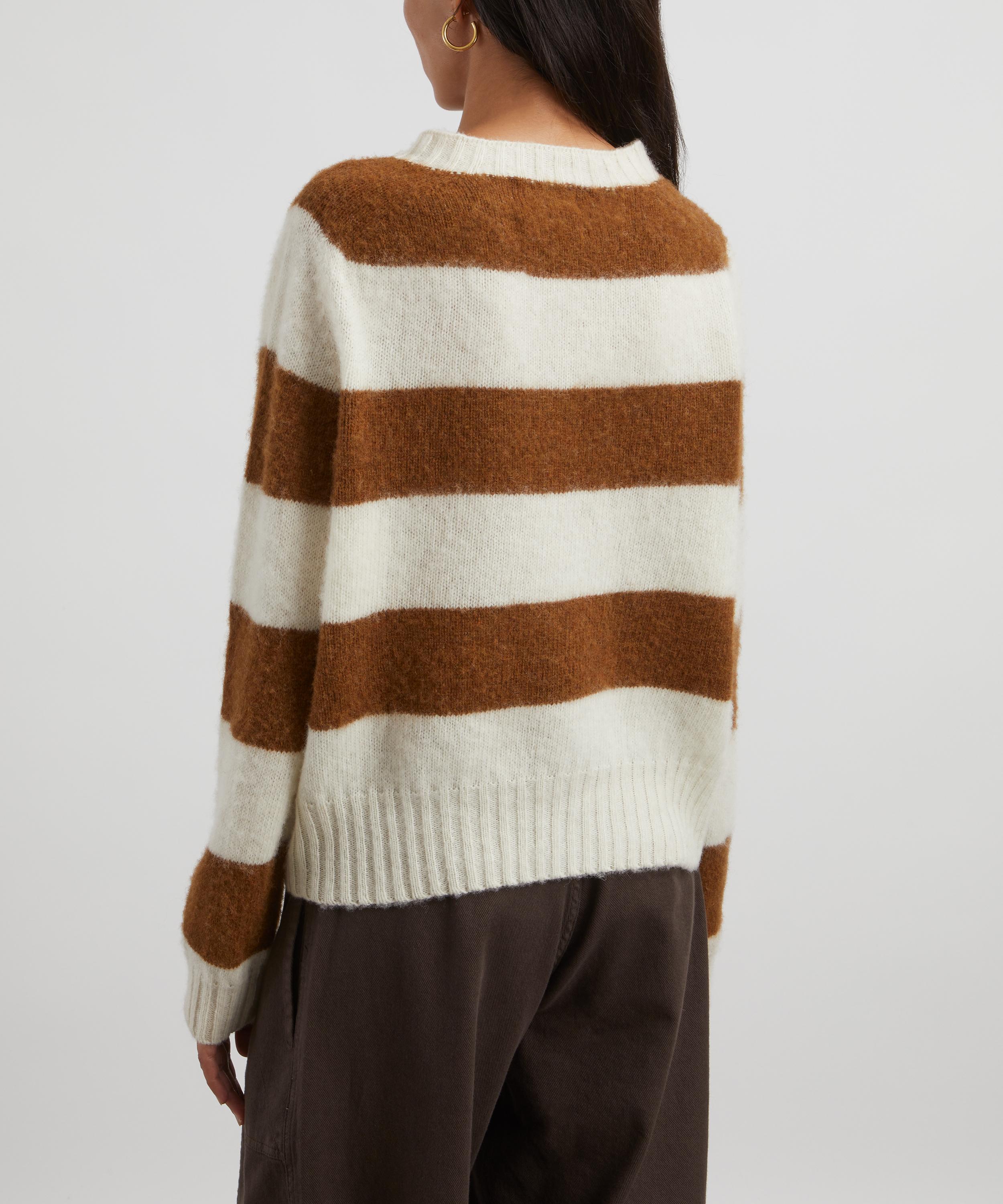 YMC - Jets Winter White x Pecan Stripe Wool Jumper image number 3