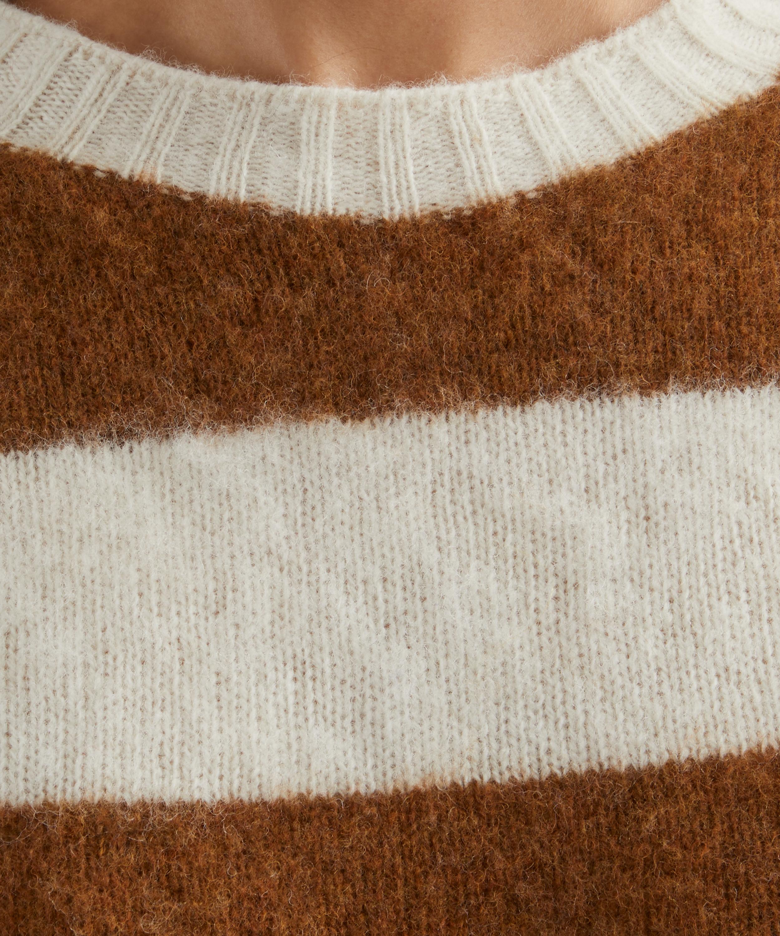 YMC - Jets Winter White x Pecan Stripe Wool Jumper image number 4