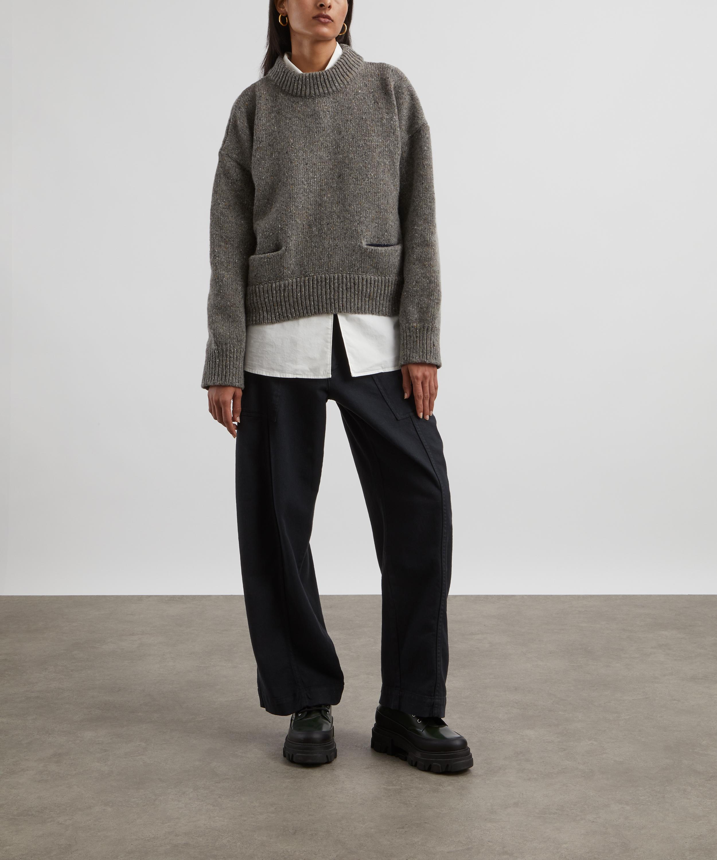 YMC - Grey Bonnie Cropped Merino Wool Jumper image number 1