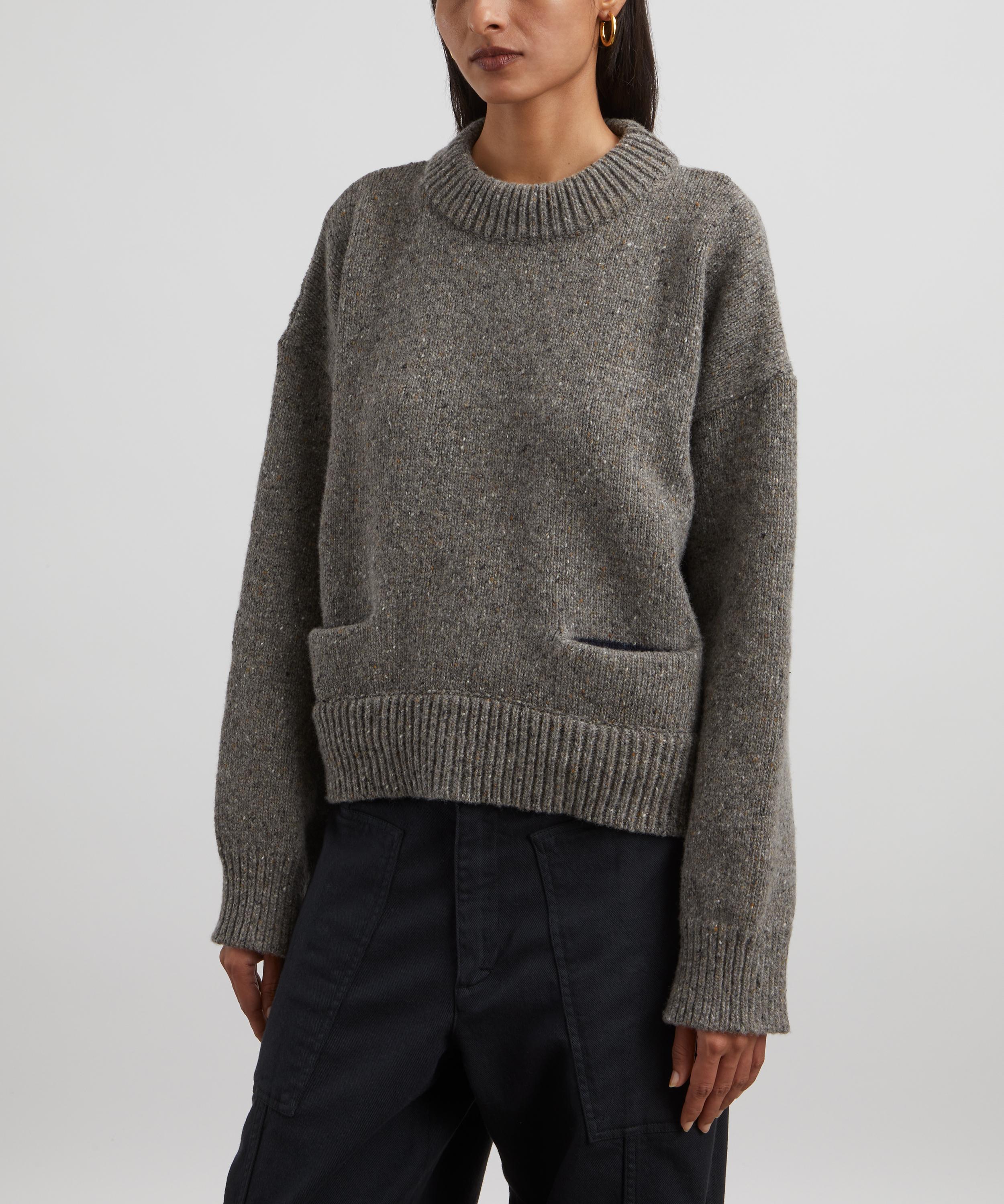 YMC - Grey Bonnie Cropped Merino Wool Jumper image number 2