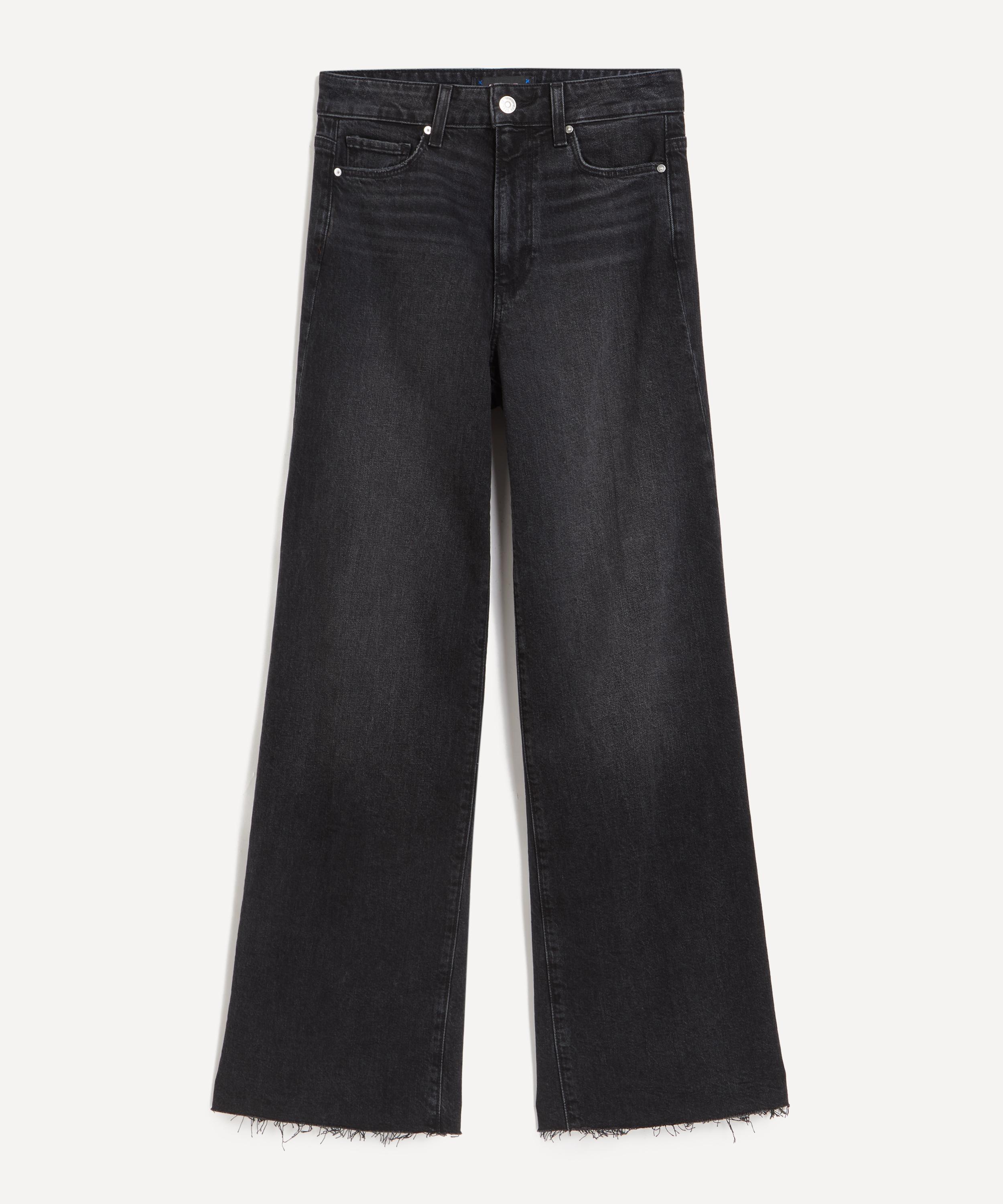 Paige - Anessa Wide Leg Jeans in Viper Black Distressed