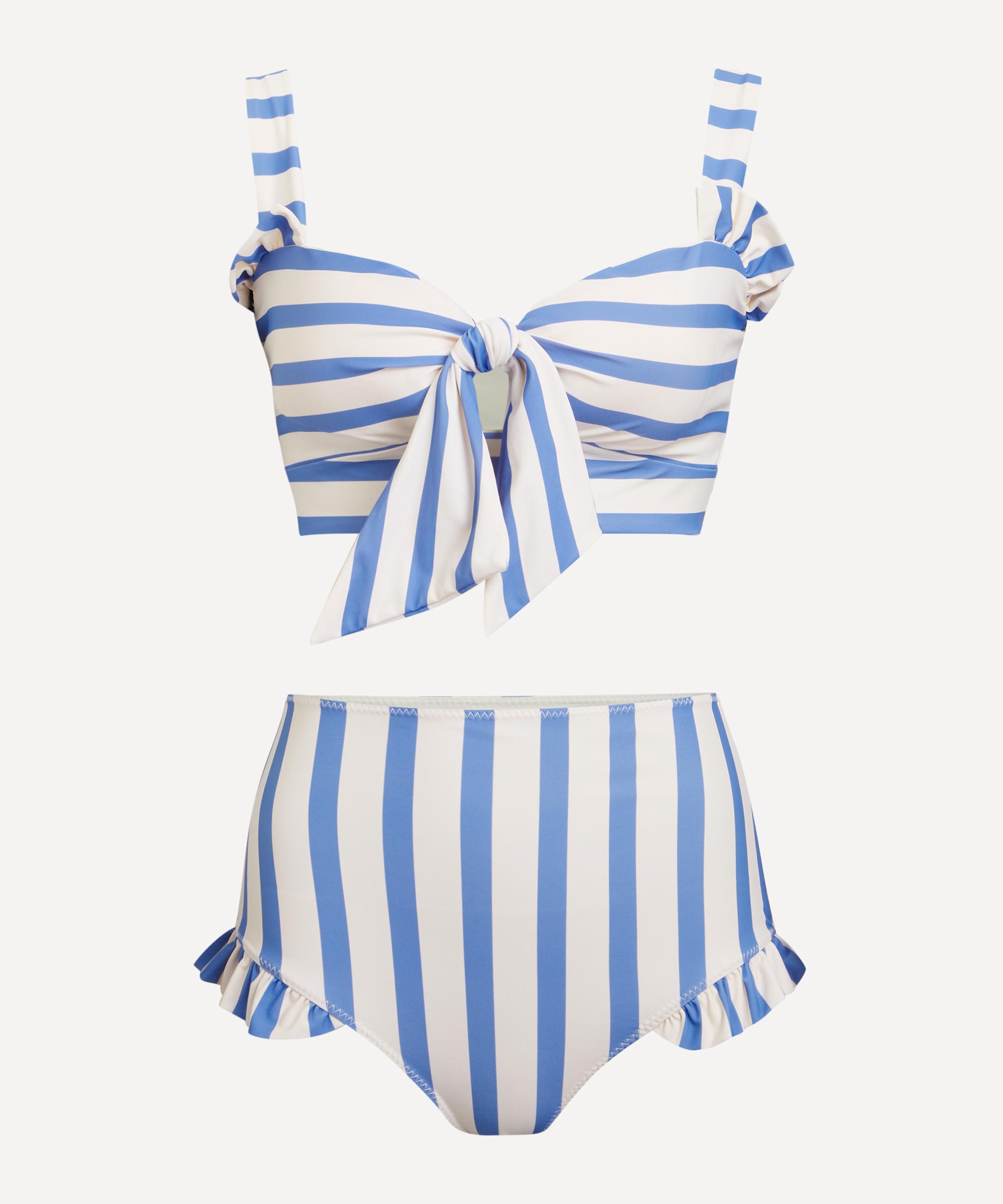 PAPER LONDON - Ochos Rios Blue Stripe Bikini Set image number 0