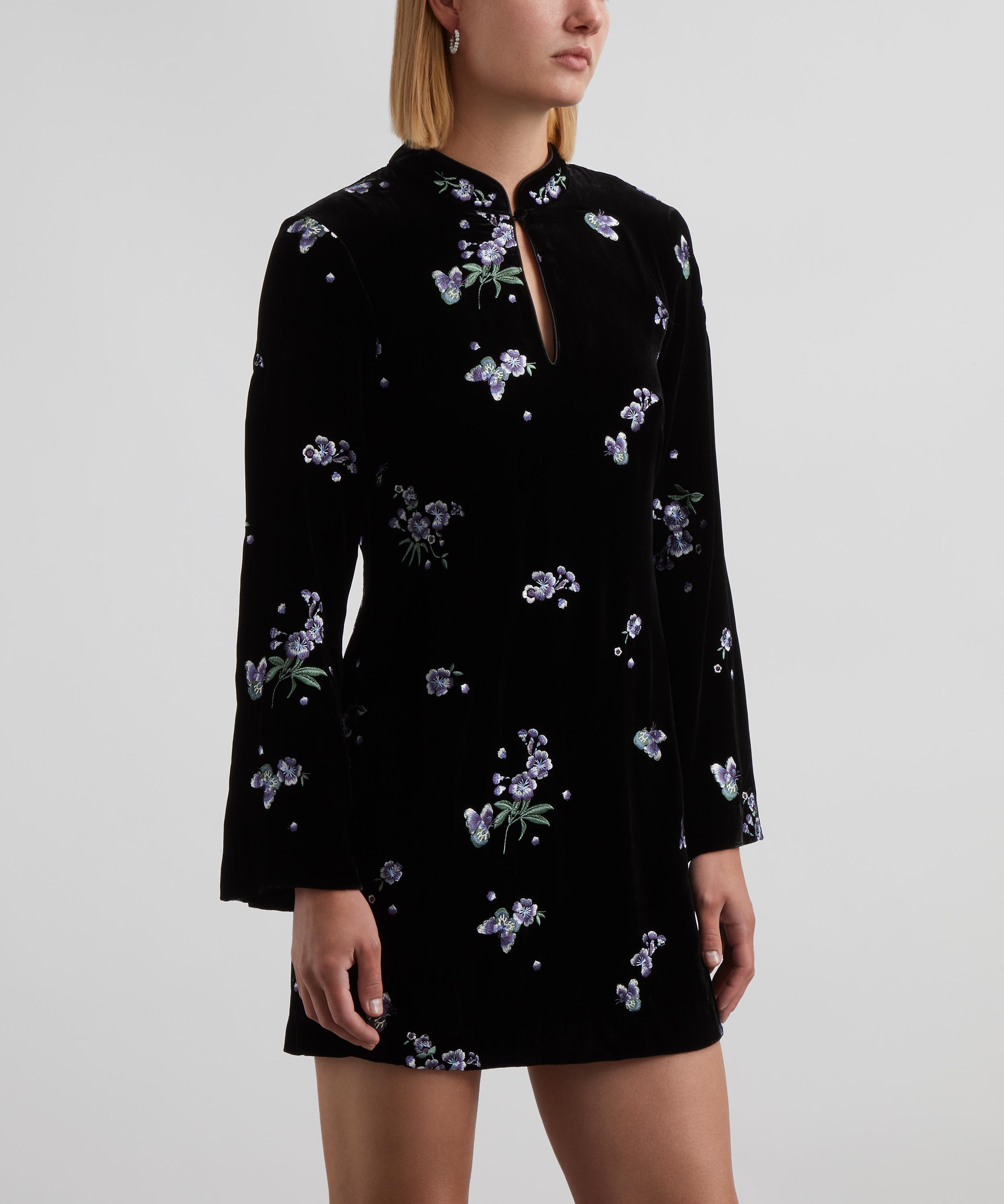 RIXO - Calla Ditsy Floral Embroidered Velvet Mini-Dress image number 2