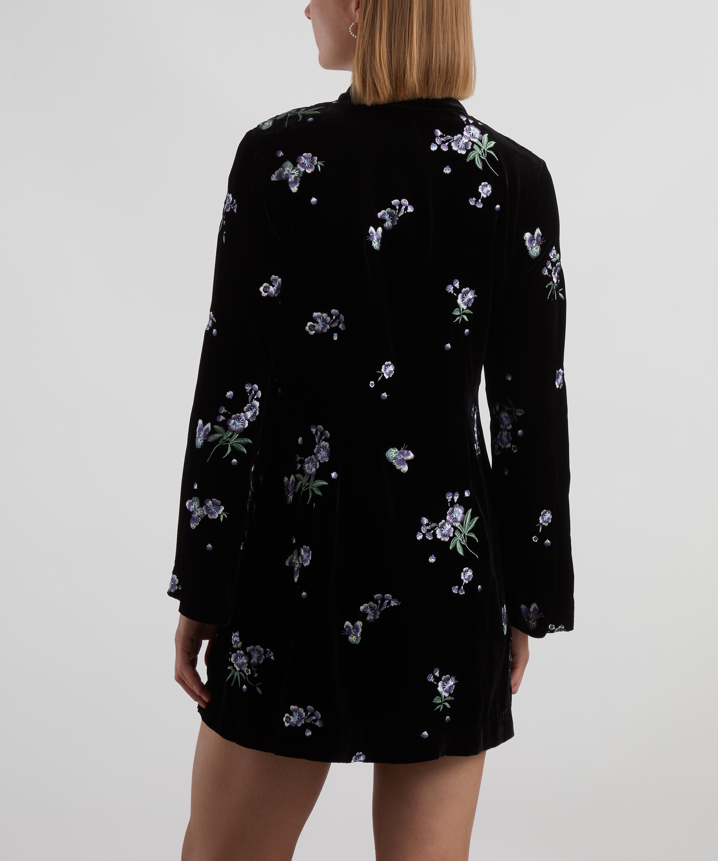 RIXO - Calla Ditsy Floral Embroidered Velvet Mini-Dress image number 3