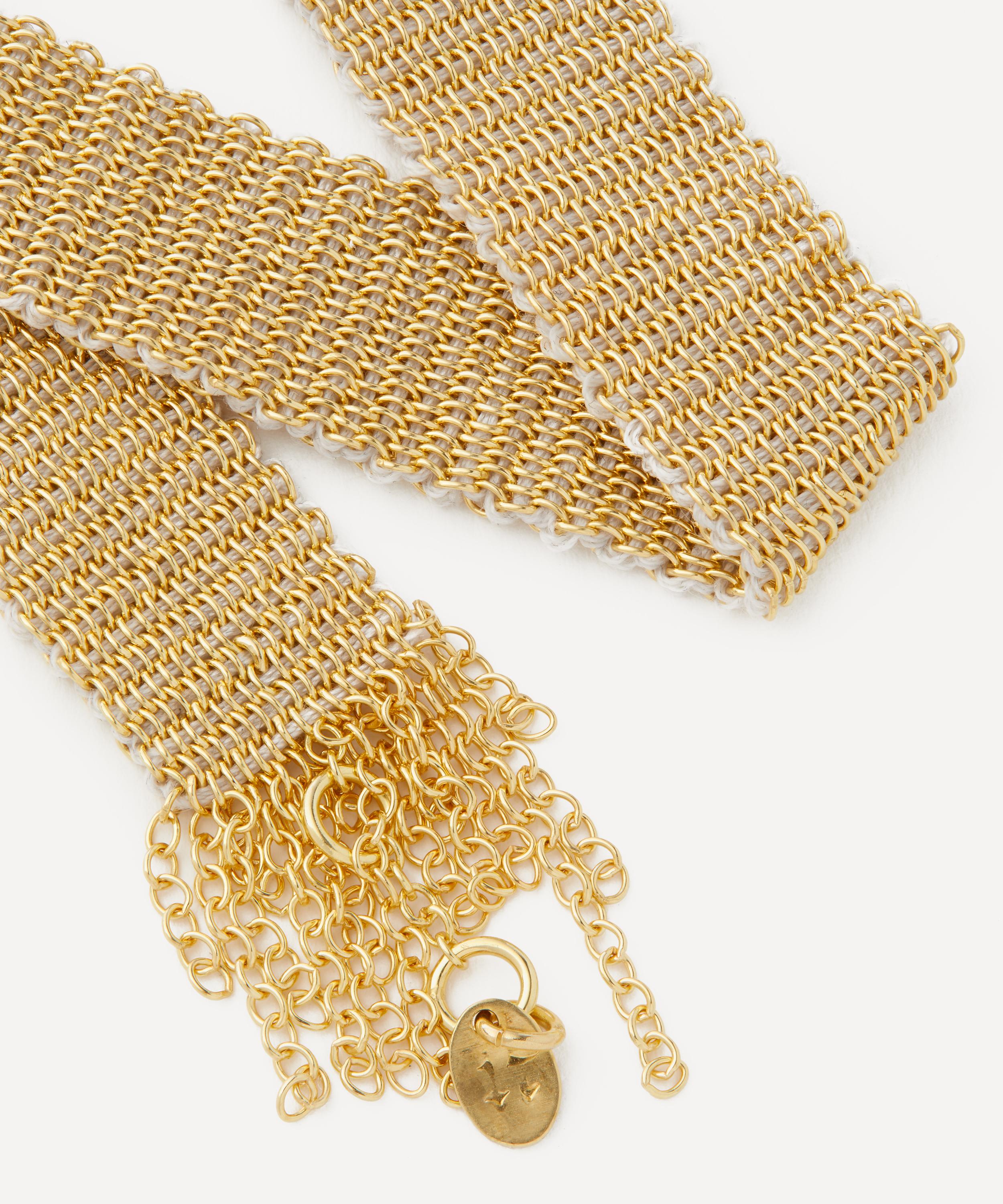 Stephanie Schneider - Gold-Plated Woven Chain Fringe Bracelet image number 1