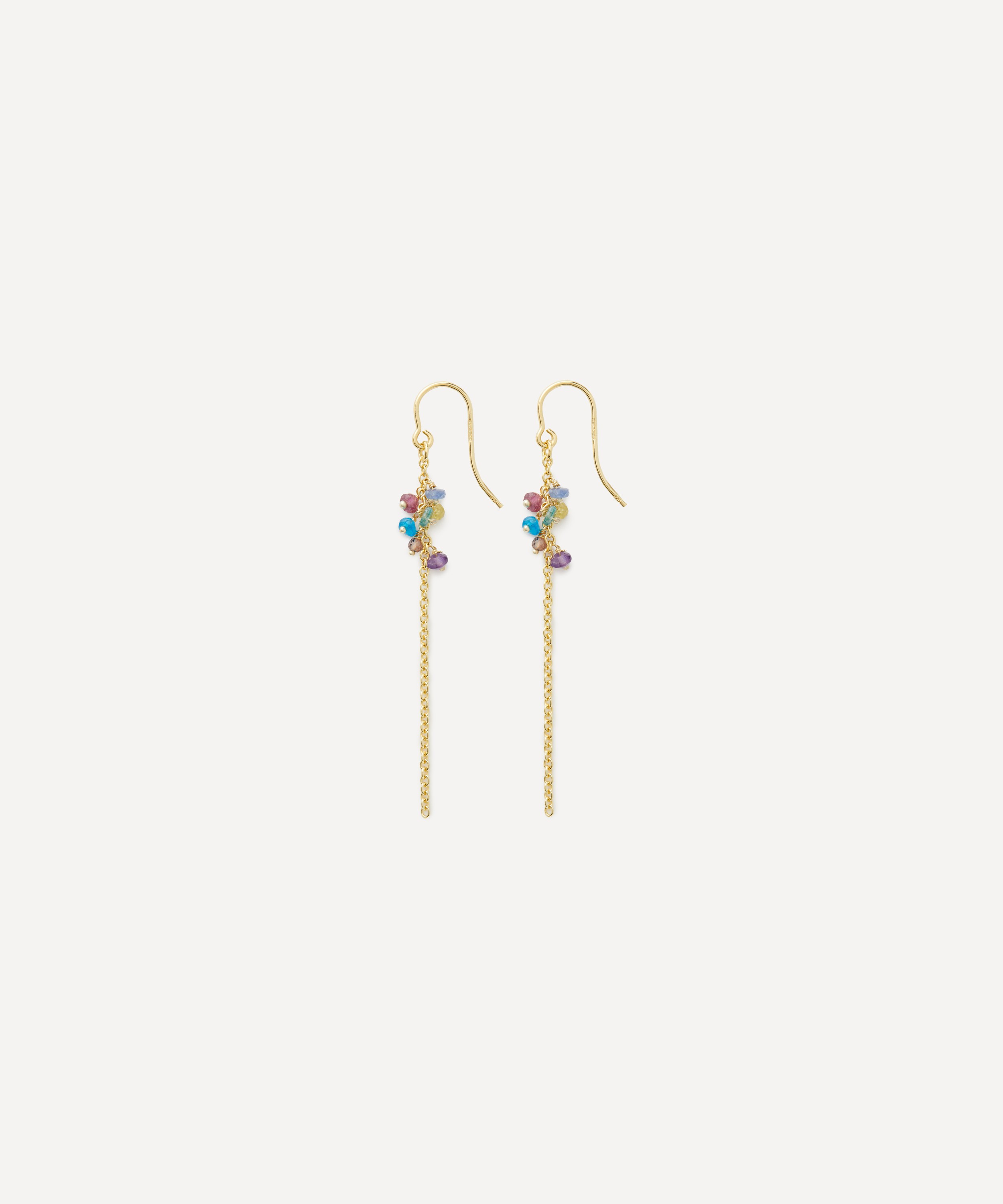 Stephanie Schneider - Gold-Plated Vermeil Silver Rainbow Gemstone Drop Earrings image number 0