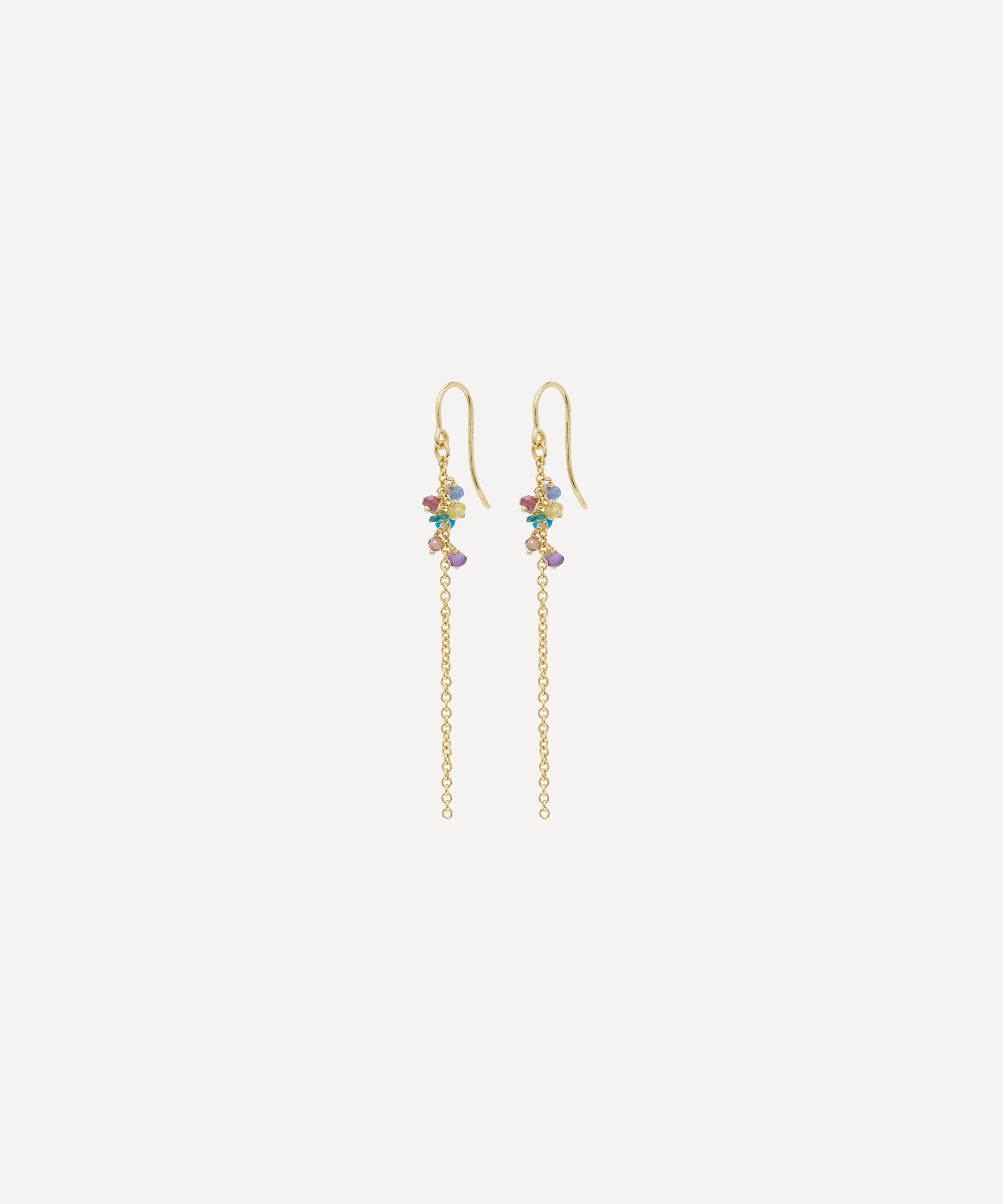 Stephanie Schneider - Gold-Plated Vermeil Silver Rainbow Gemstone Drop Earrings image number 1