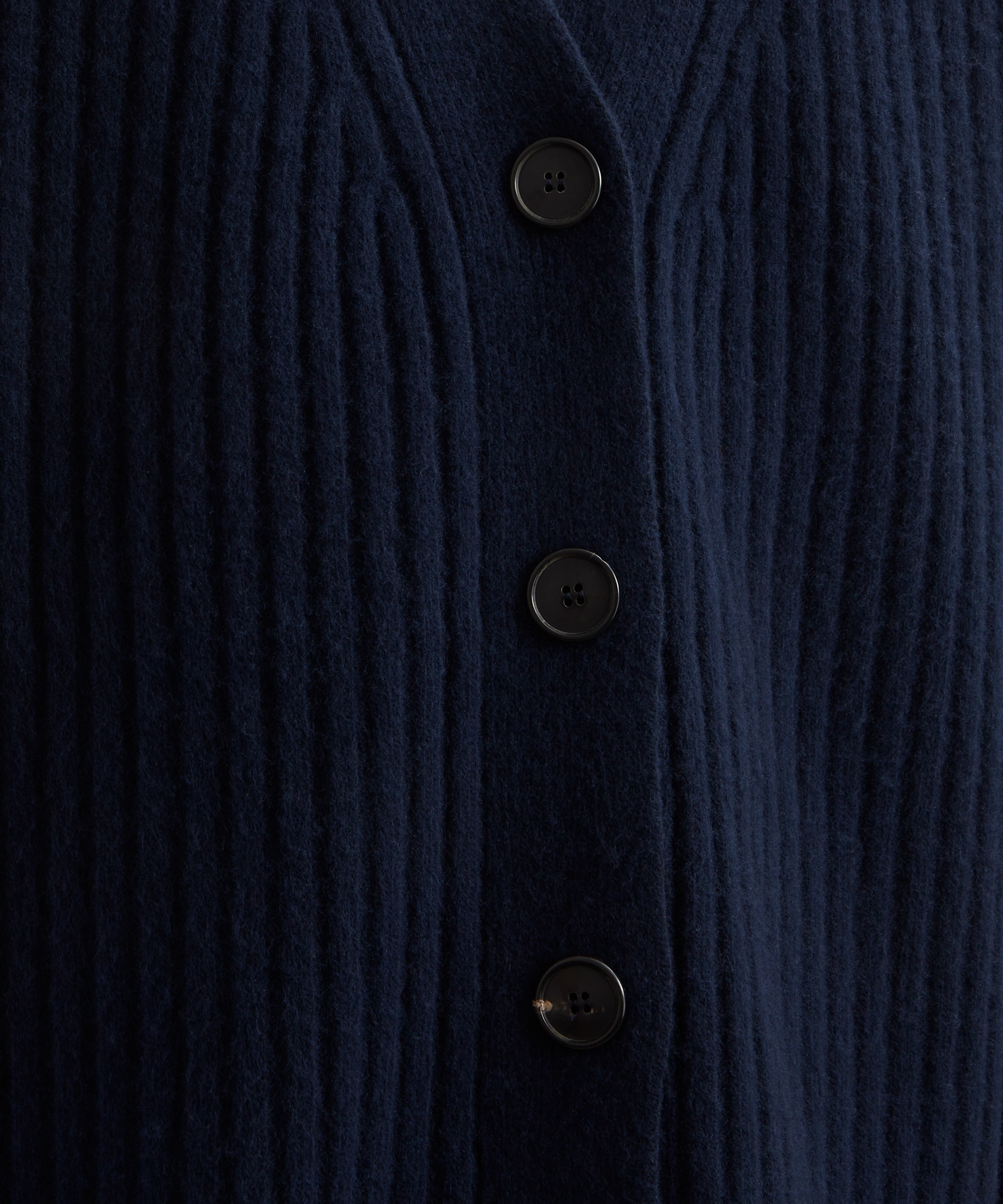 Róhe - Marine Blue Ribbed Boiled Wool Knitted Cardigan image number 4