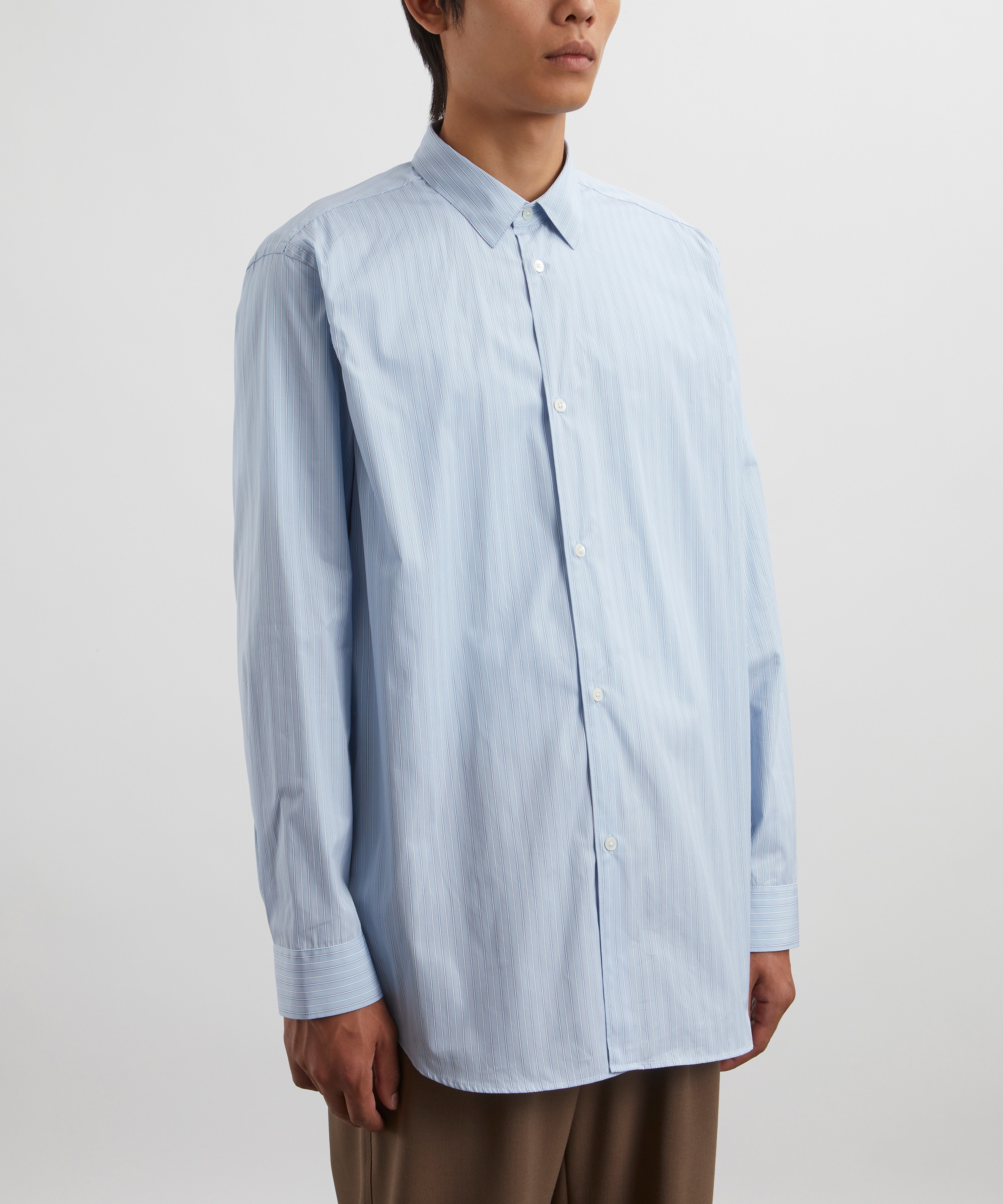 Róhe - Relaxed Long-Sleeve Blue Stripe Shirt image number 2