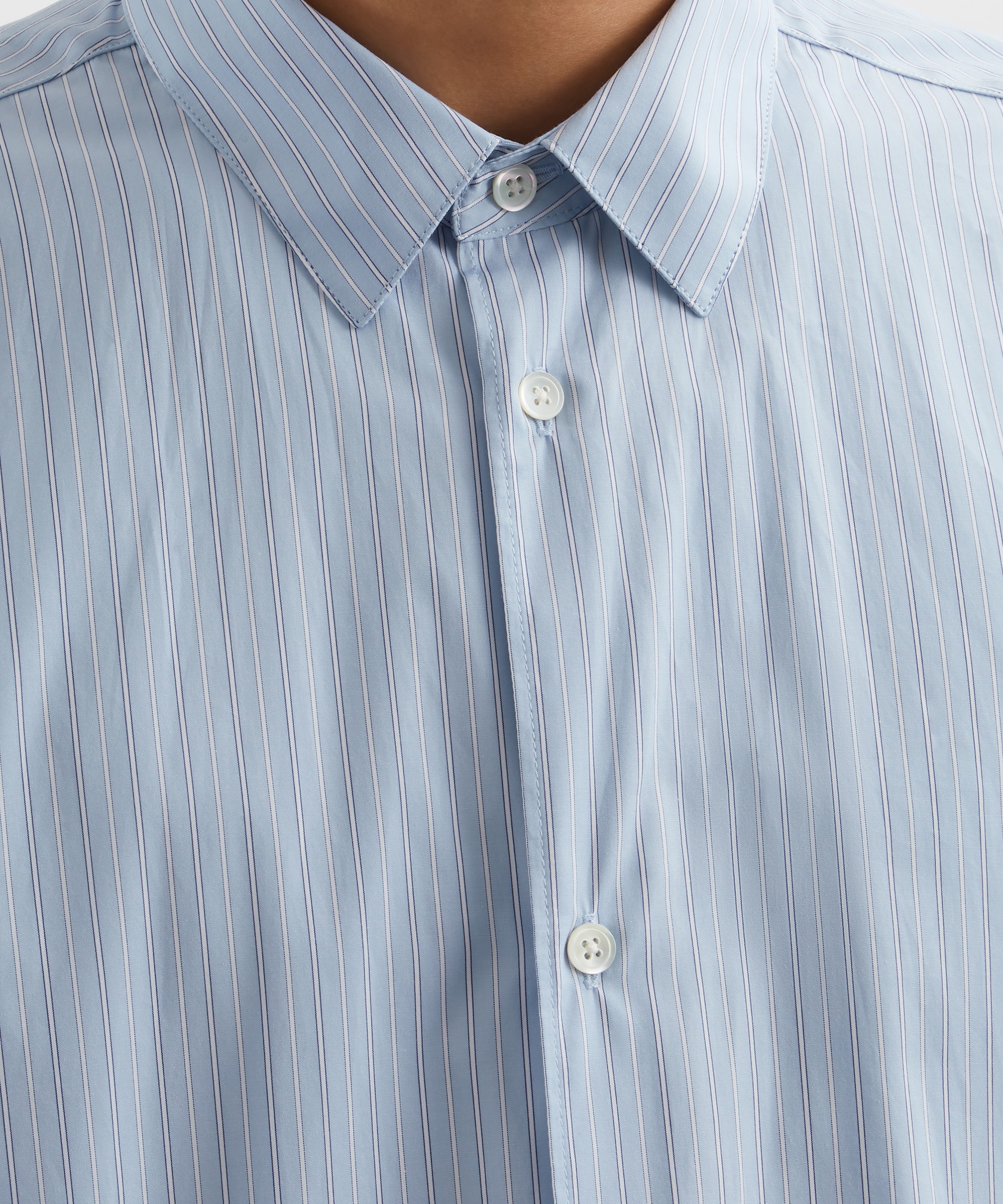 Róhe - Relaxed Long-Sleeve Blue Stripe Shirt image number 4