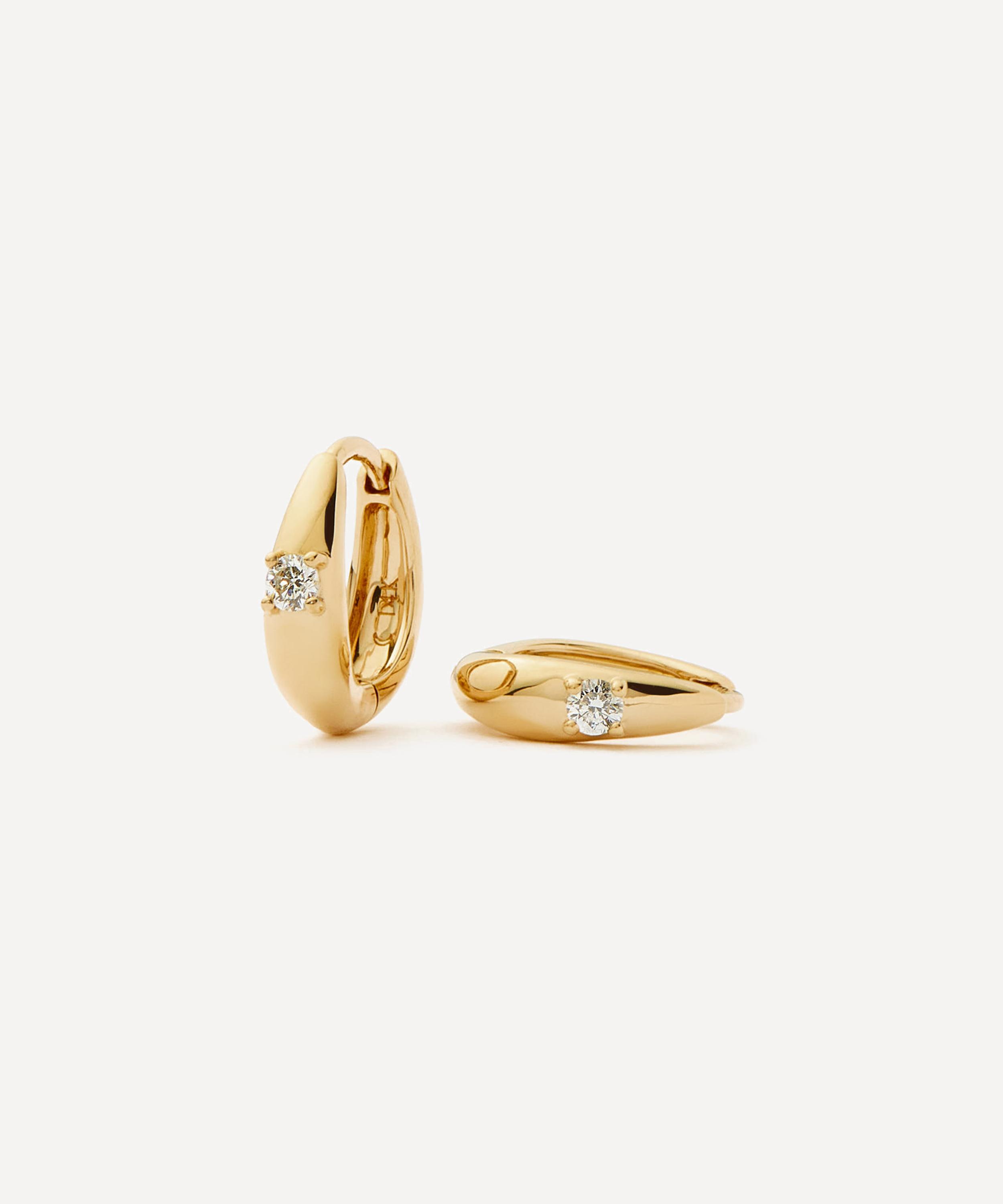Missoma - 14ct Gold Fine Diamond Dome Huggie Hoop Earrings image number 0