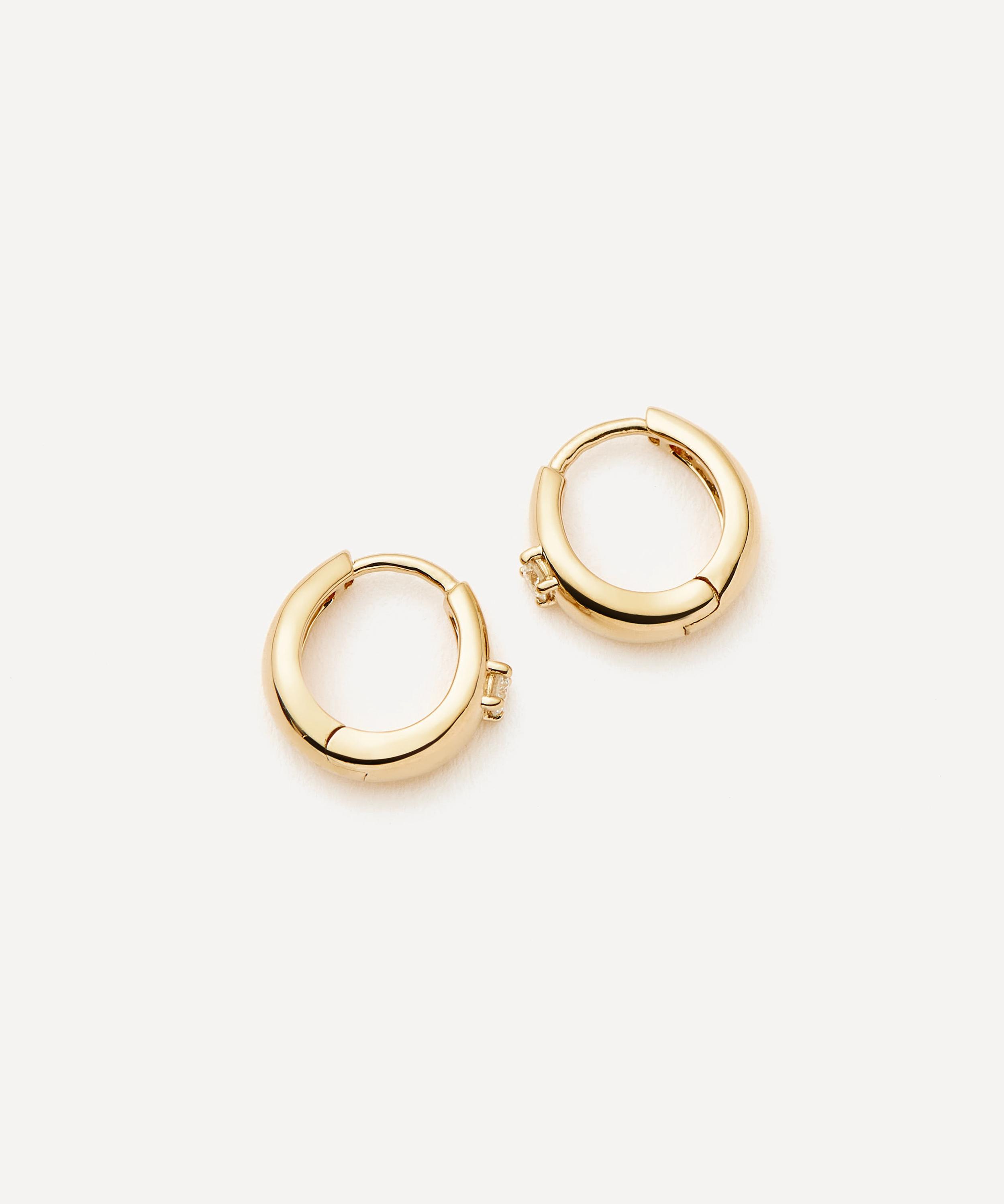 Missoma - 14ct Gold Fine Diamond Dome Huggie Hoop Earrings image number 2