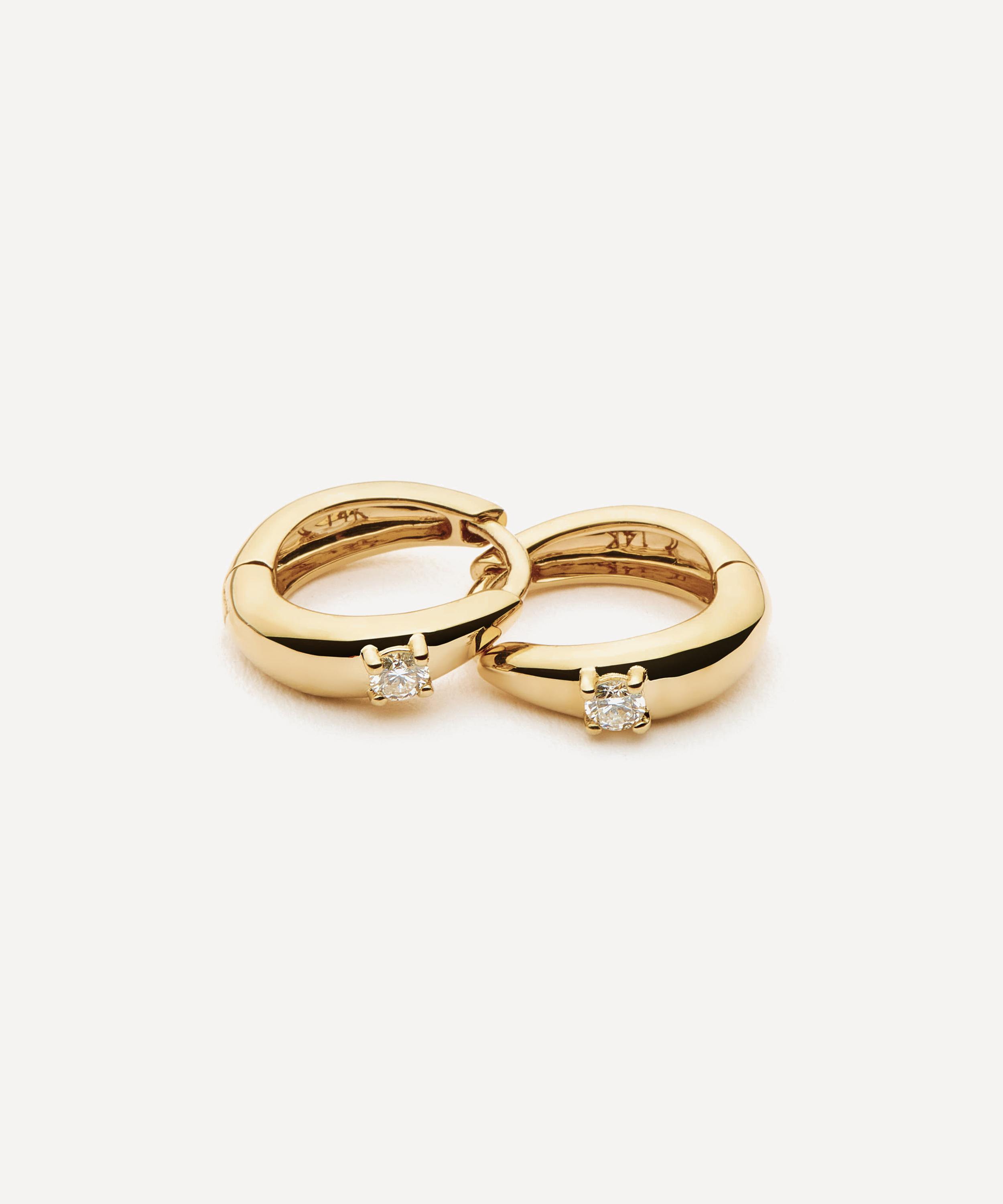 Missoma - 14ct Gold Fine Diamond Dome Huggie Hoop Earrings image number 3