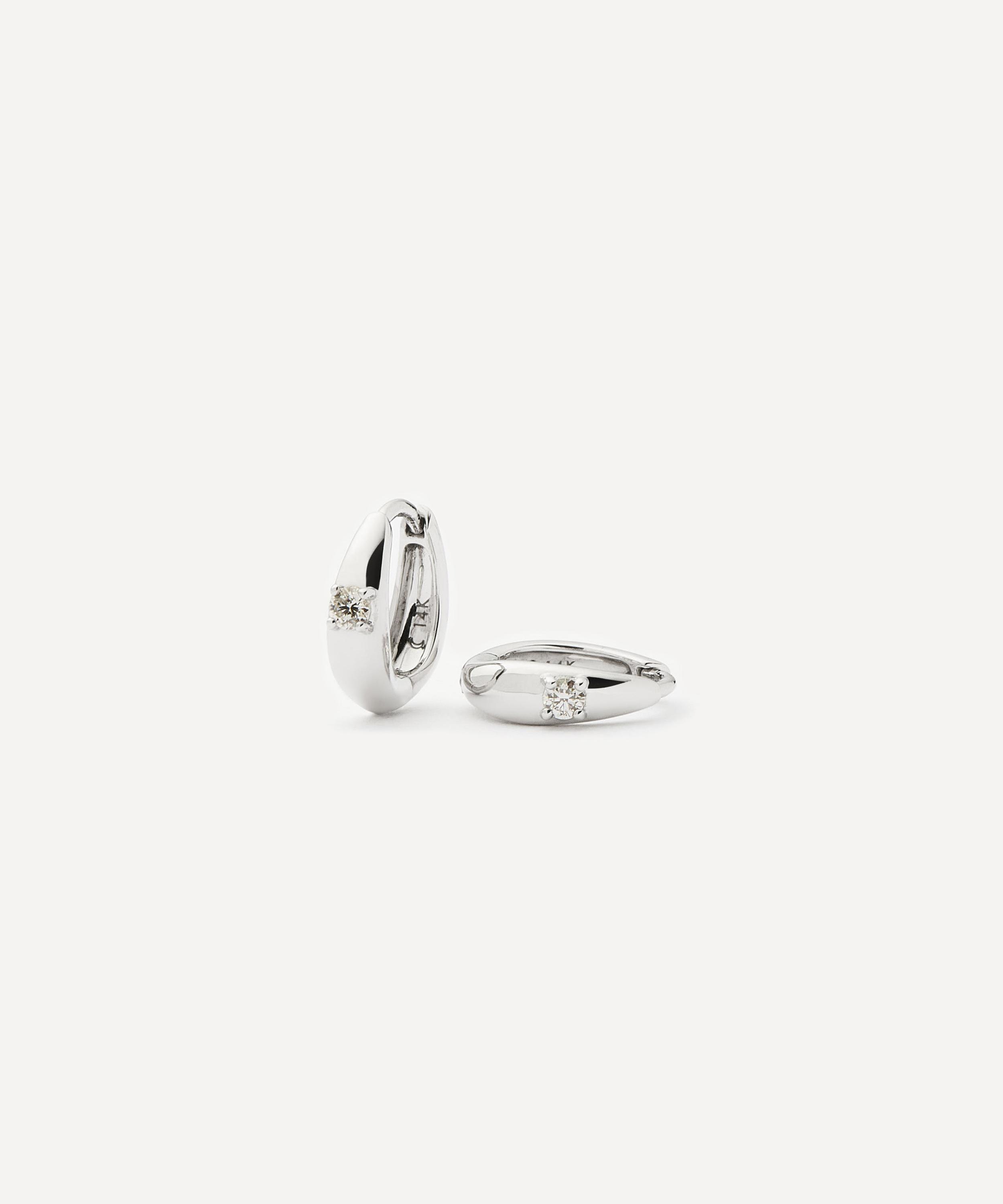 Missoma - 14ct White Gold Fine Diamond Dome Huggie Hoop Earrings image number 0