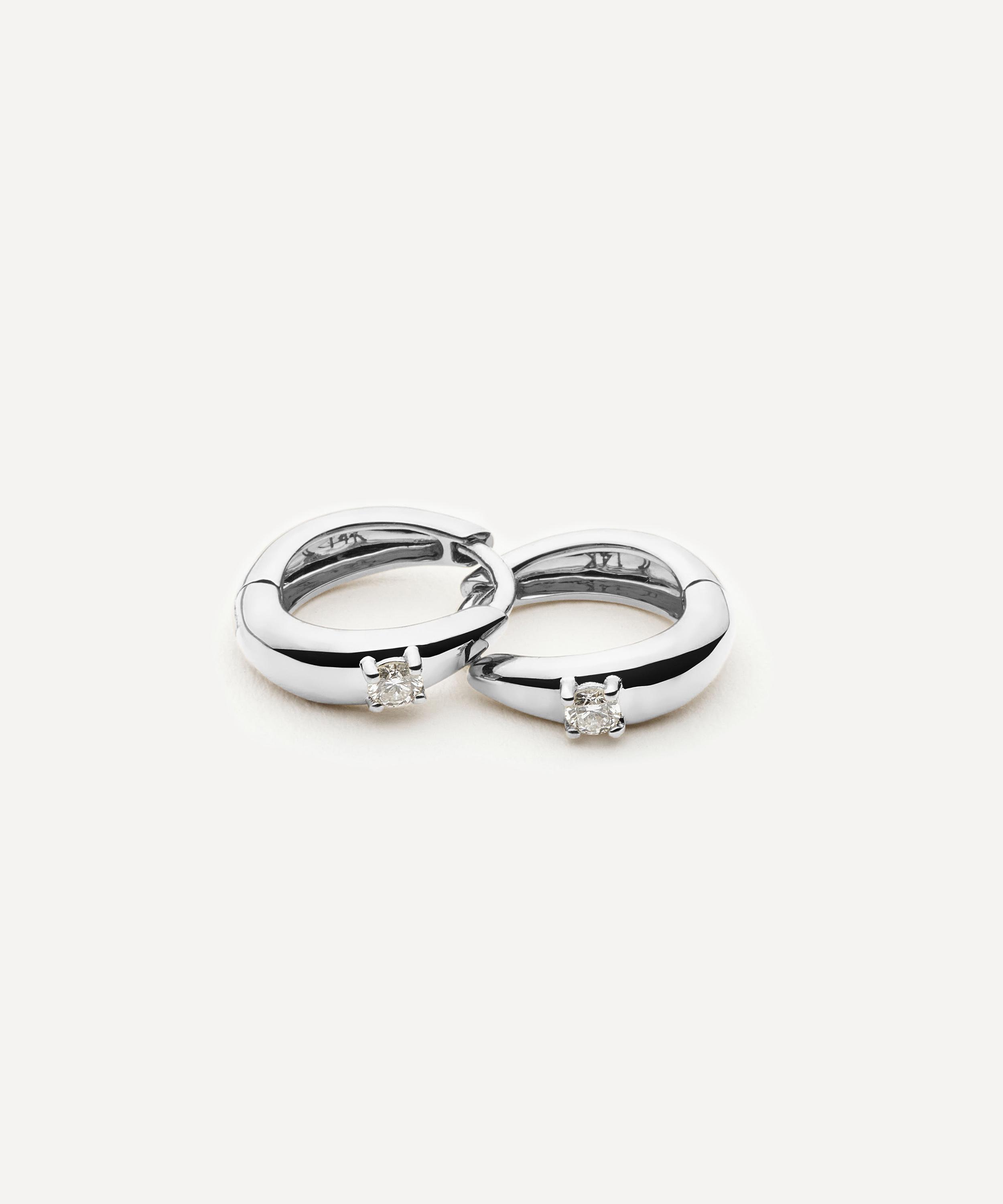 Missoma - 14ct White Gold Fine Diamond Dome Huggie Hoop Earrings image number 3