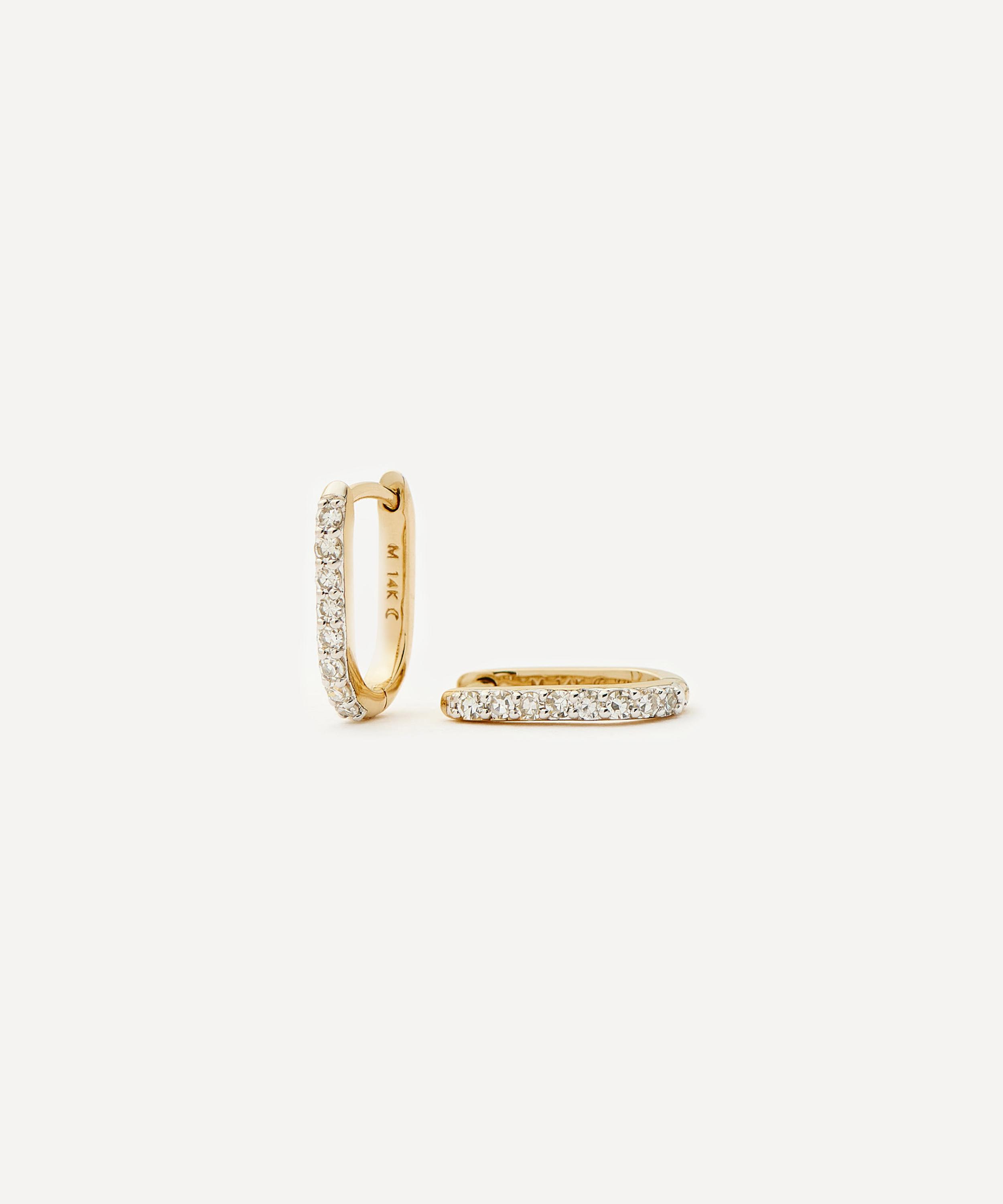 Missoma - 14ct Gold Fine Diamond Ovate Mini Hoop Earrings image number 0