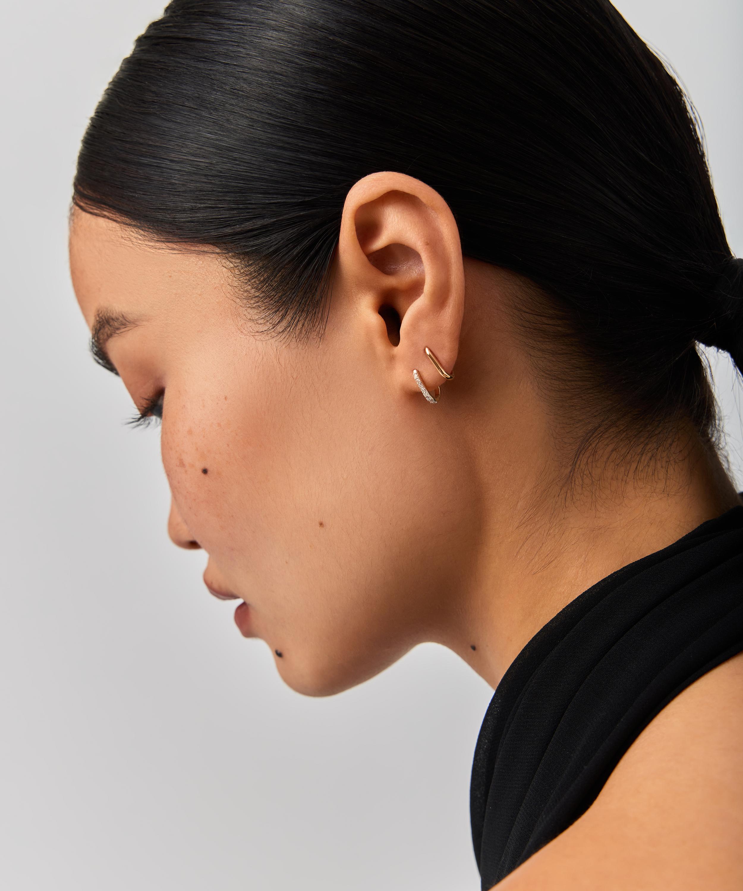 Missoma - 14ct Gold Fine Diamond Ovate Mini Hoop Earrings image number 1
