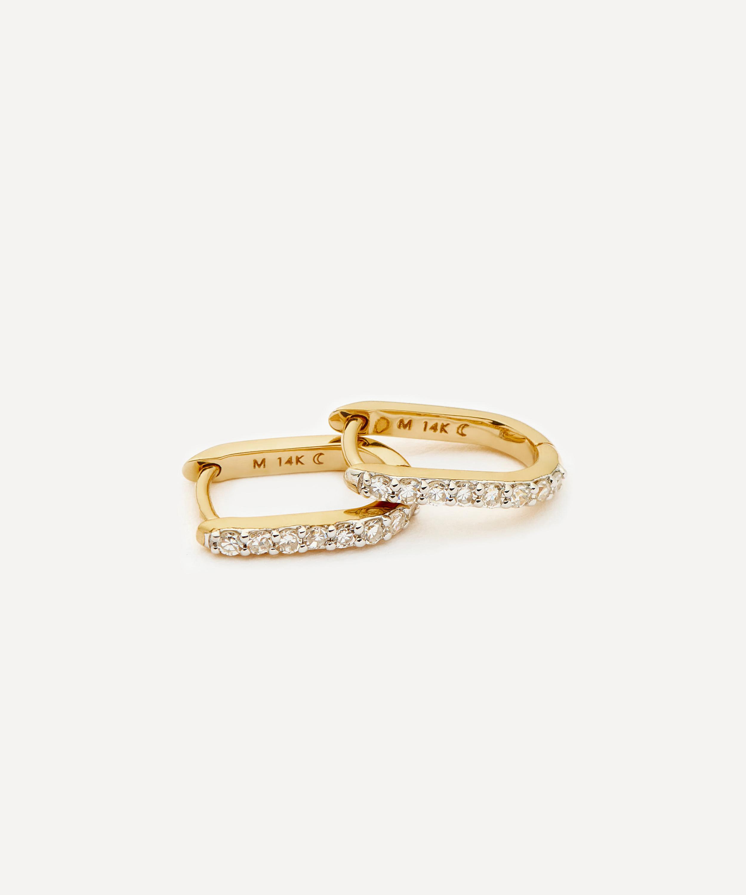 Missoma - 14ct Gold Fine Diamond Ovate Mini Hoop Earrings image number 2