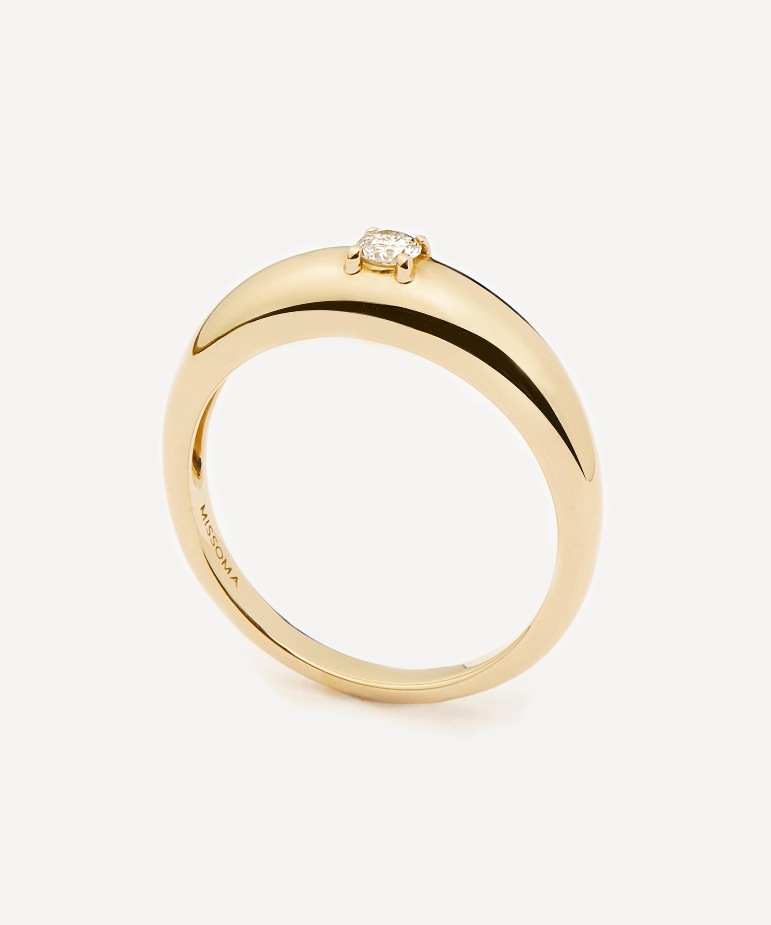 Missoma - 14ct Gold Fine Single Diamond Classic Dome Ring image number 0