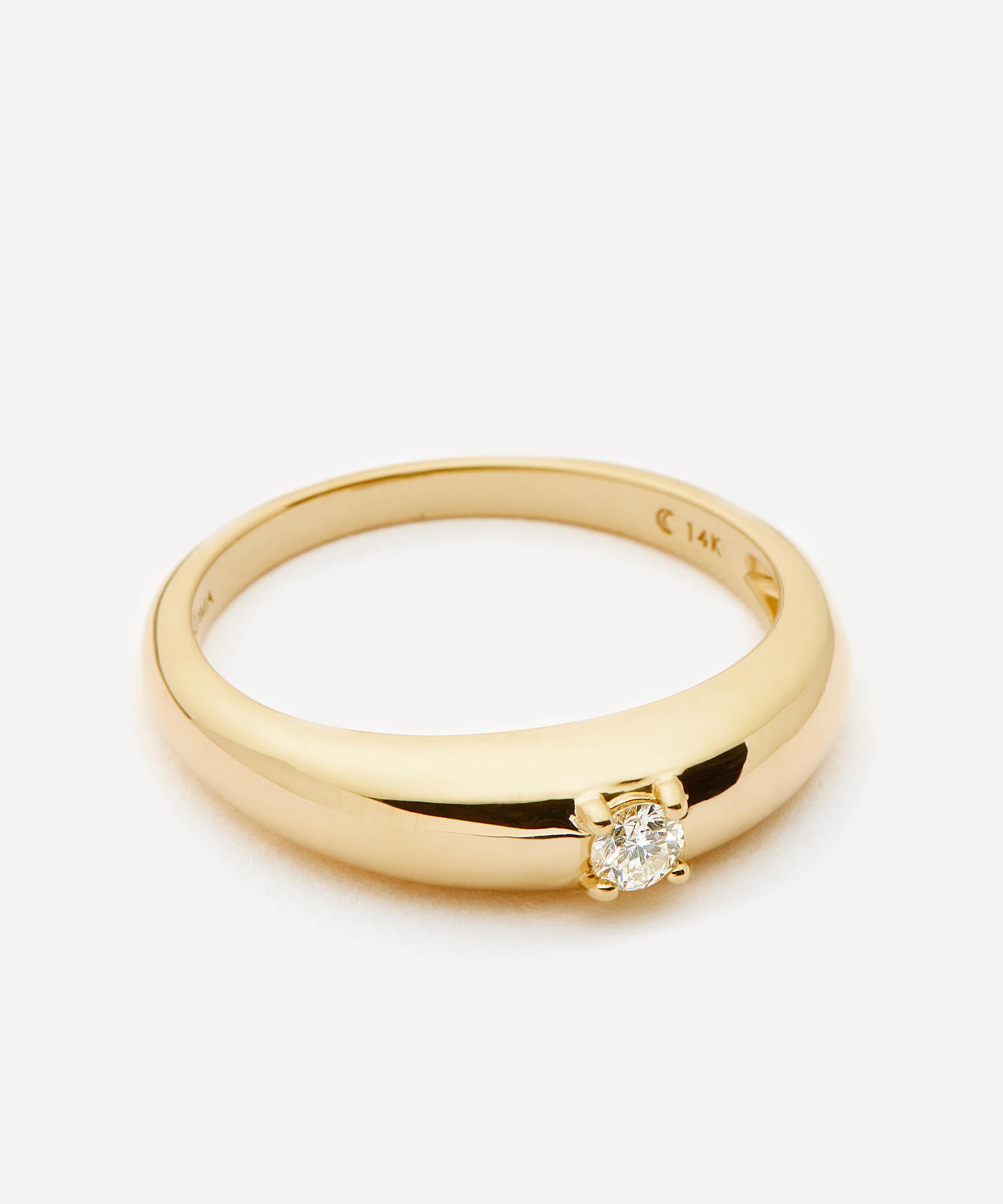 Missoma - 14ct Gold Fine Single Diamond Classic Dome Ring image number 2
