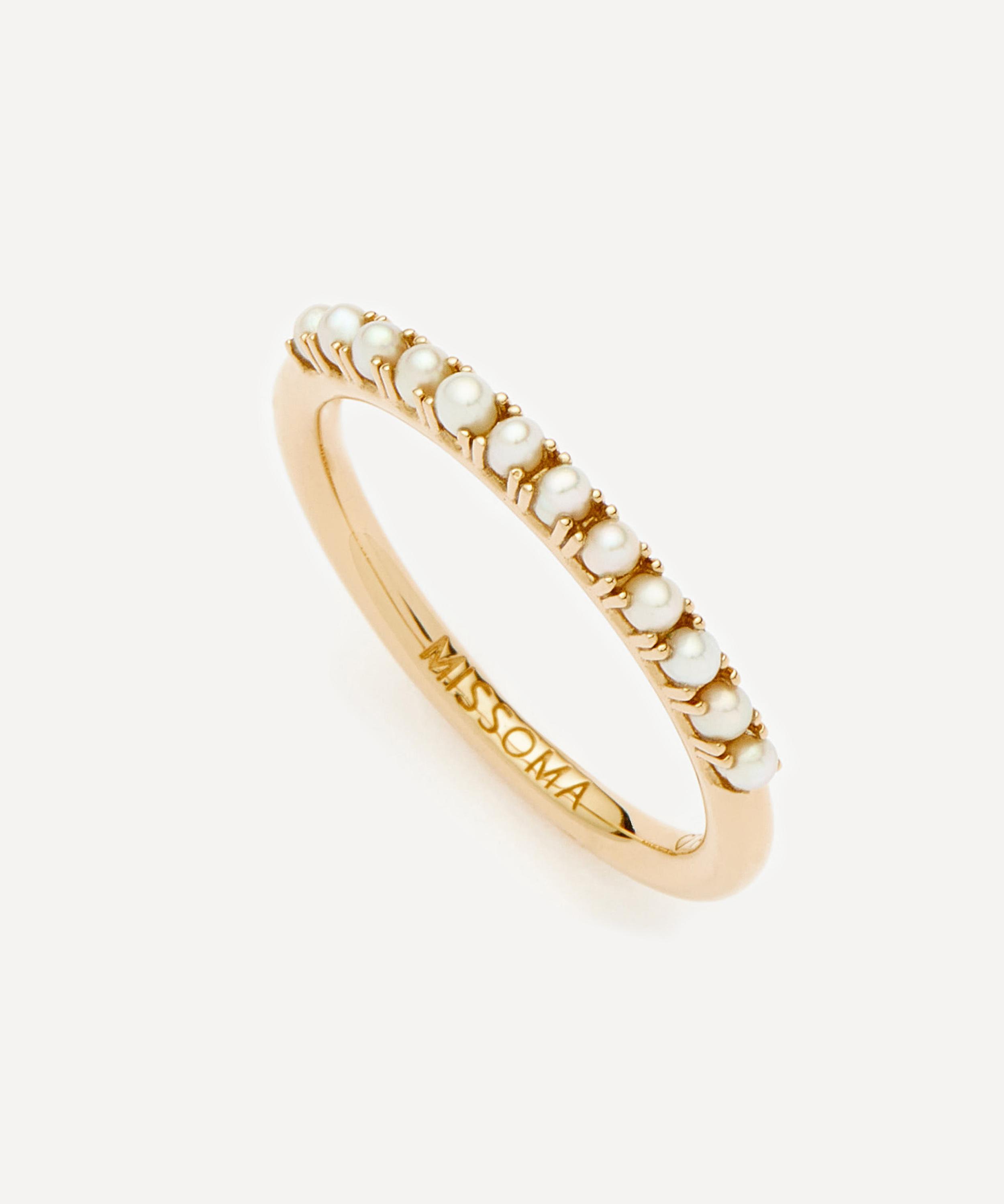 Missoma - 14ct Gold Fine Half Eternity Pearl Ring image number 0