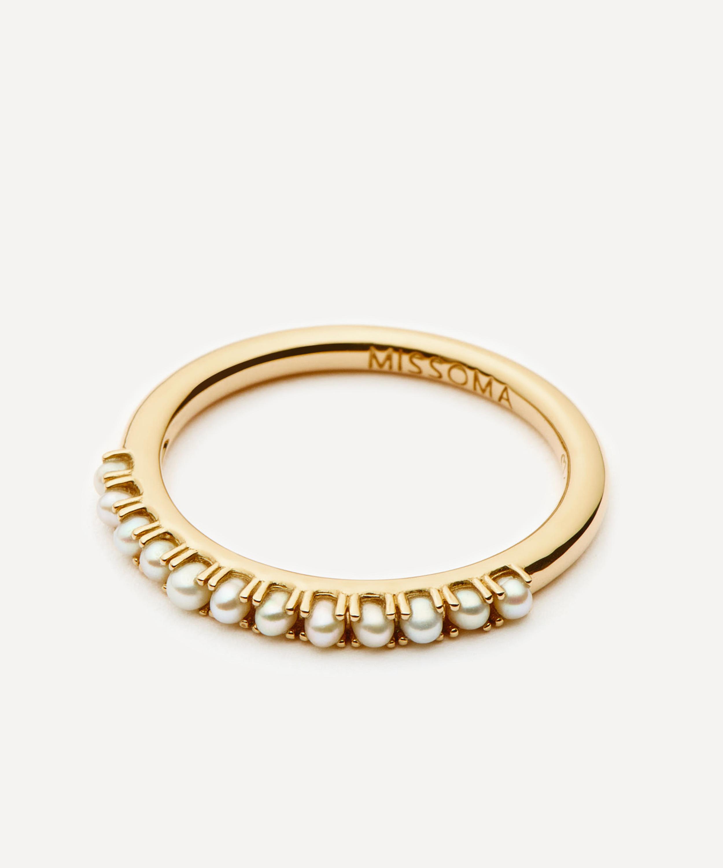 Missoma - 14ct Gold Fine Half Eternity Pearl Ring image number 2