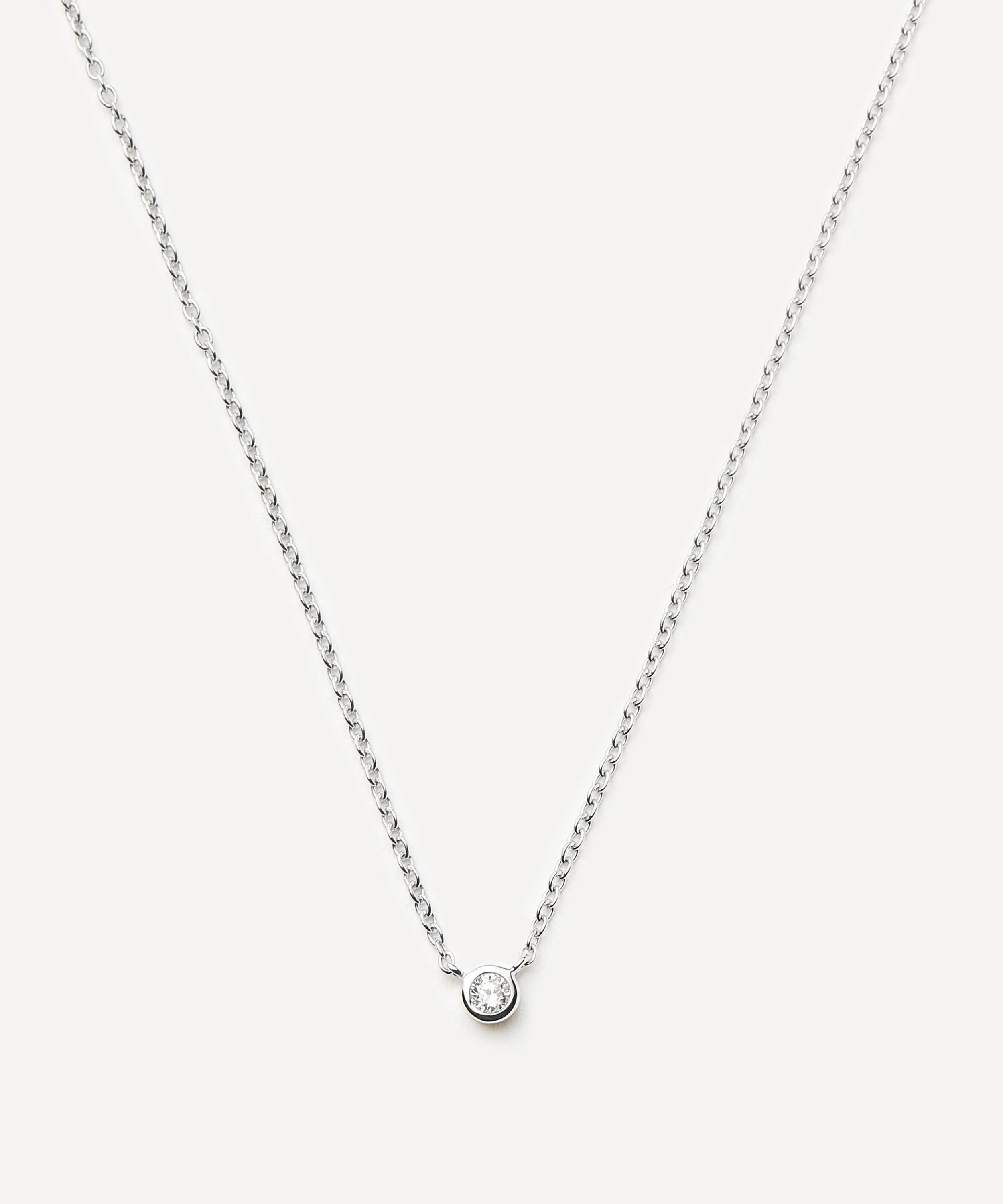 Missoma - 14ct White Gold Fine Diamond Solitaire Pendant Necklace