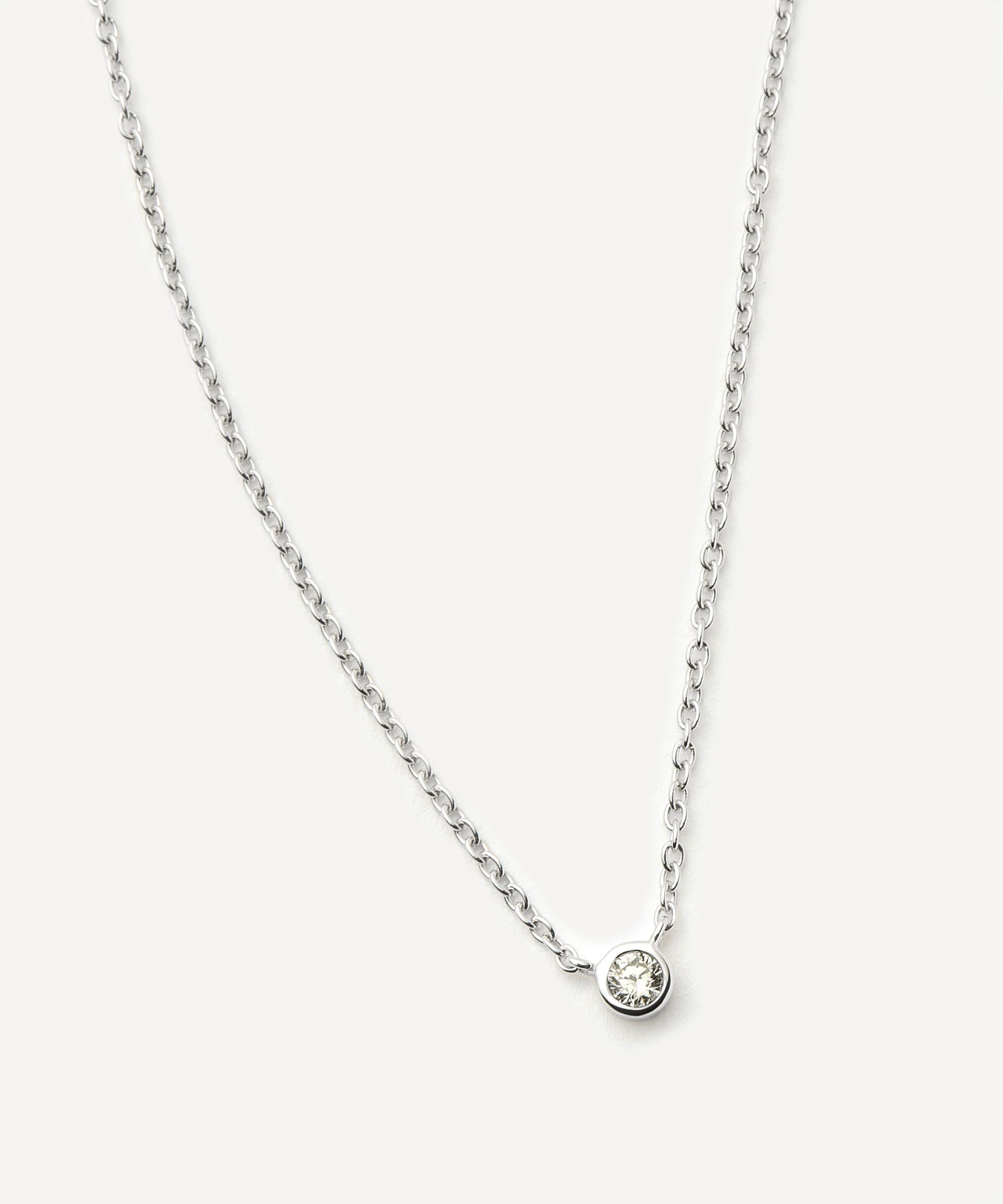 Missoma - 14ct White Gold Fine Diamond Solitaire Pendant Necklace image number 2