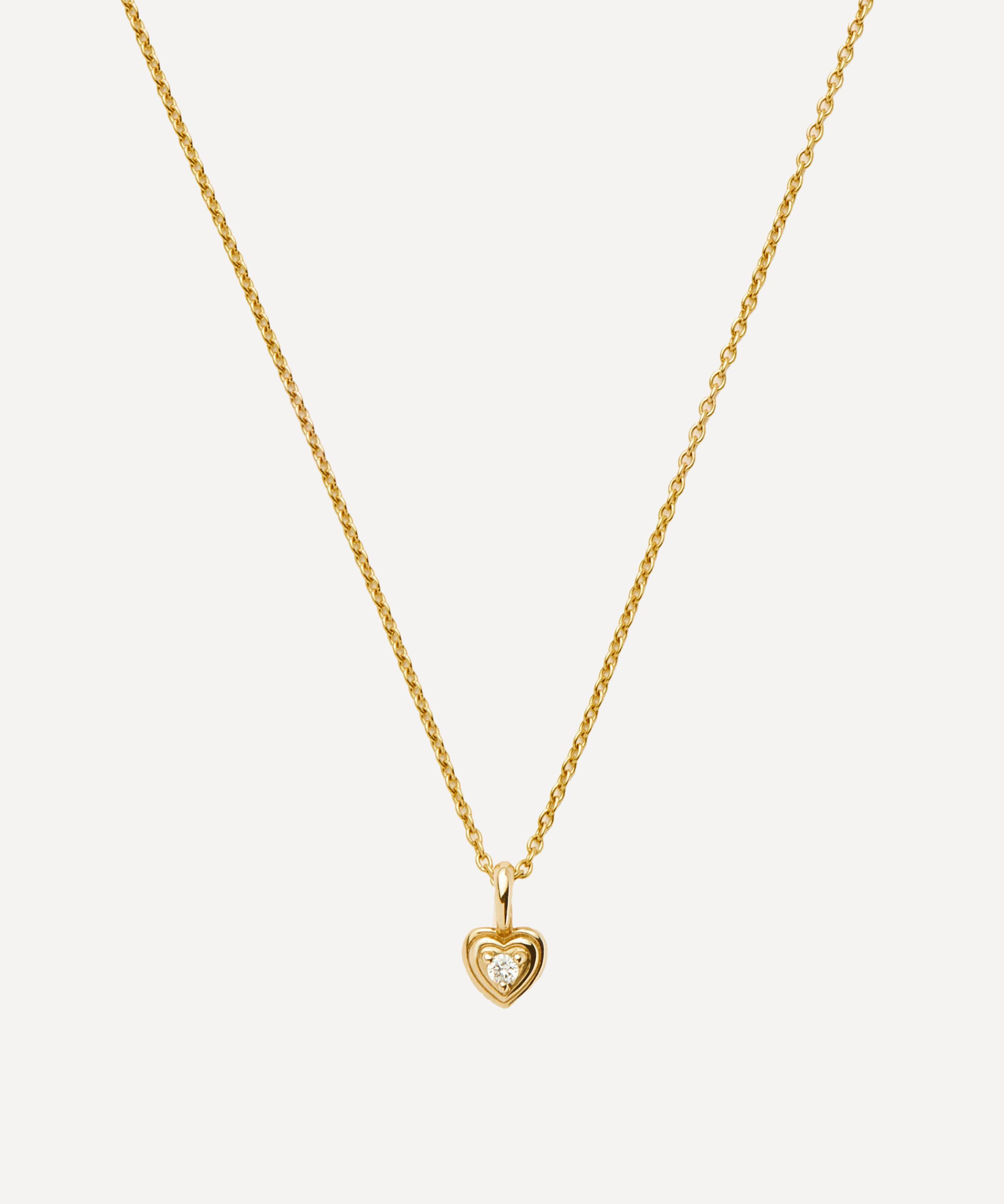 Missoma - 14ct Gold Fine Diamond Heart Mini Pendant Necklace image number 0