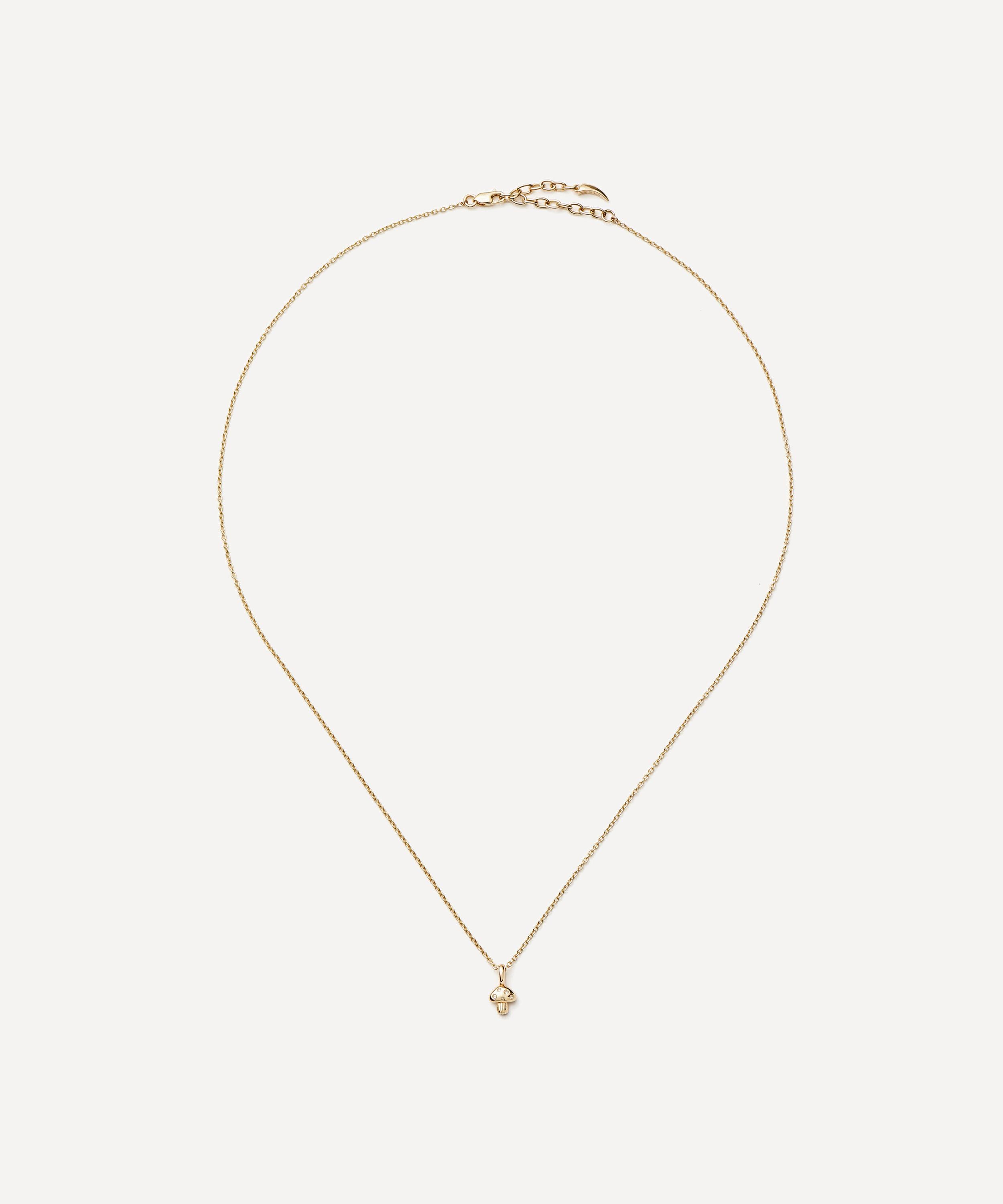 Missoma - 14ct Gold Fine Diamond Mushroom Mini Pendant Necklace image number 0