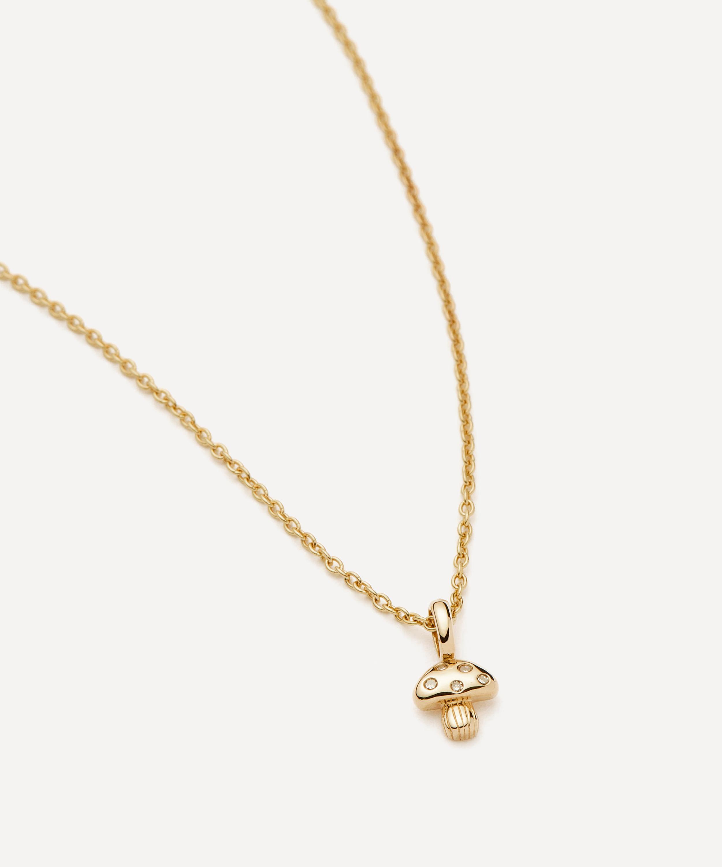 Missoma - 14ct Gold Fine Diamond Mushroom Mini Pendant Necklace image number 2