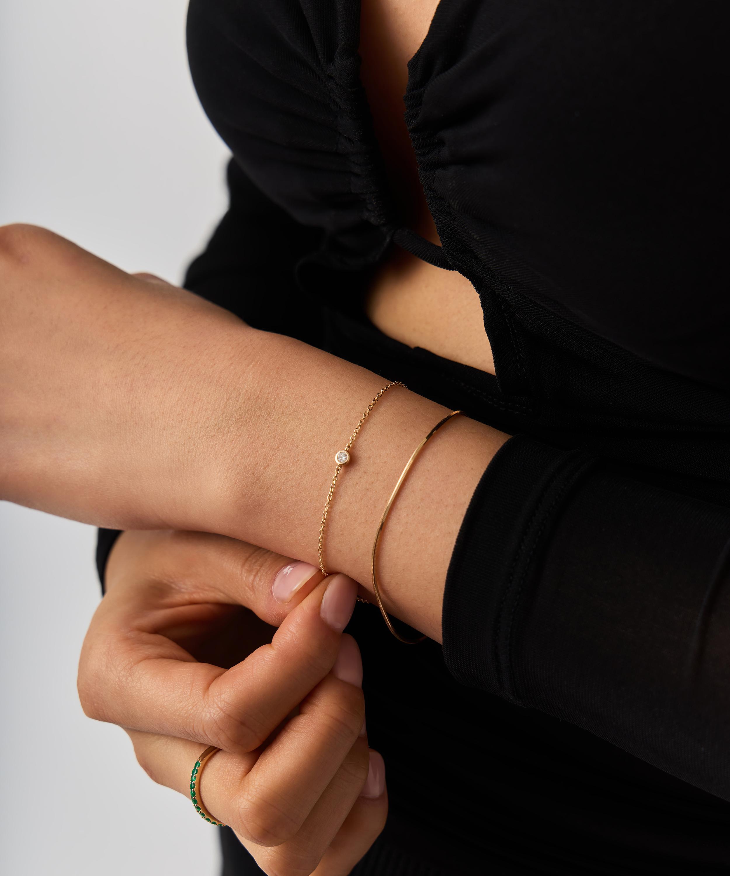 Missoma - 14ct Gold Fine Solitaire Diamond Bracelet image number 1