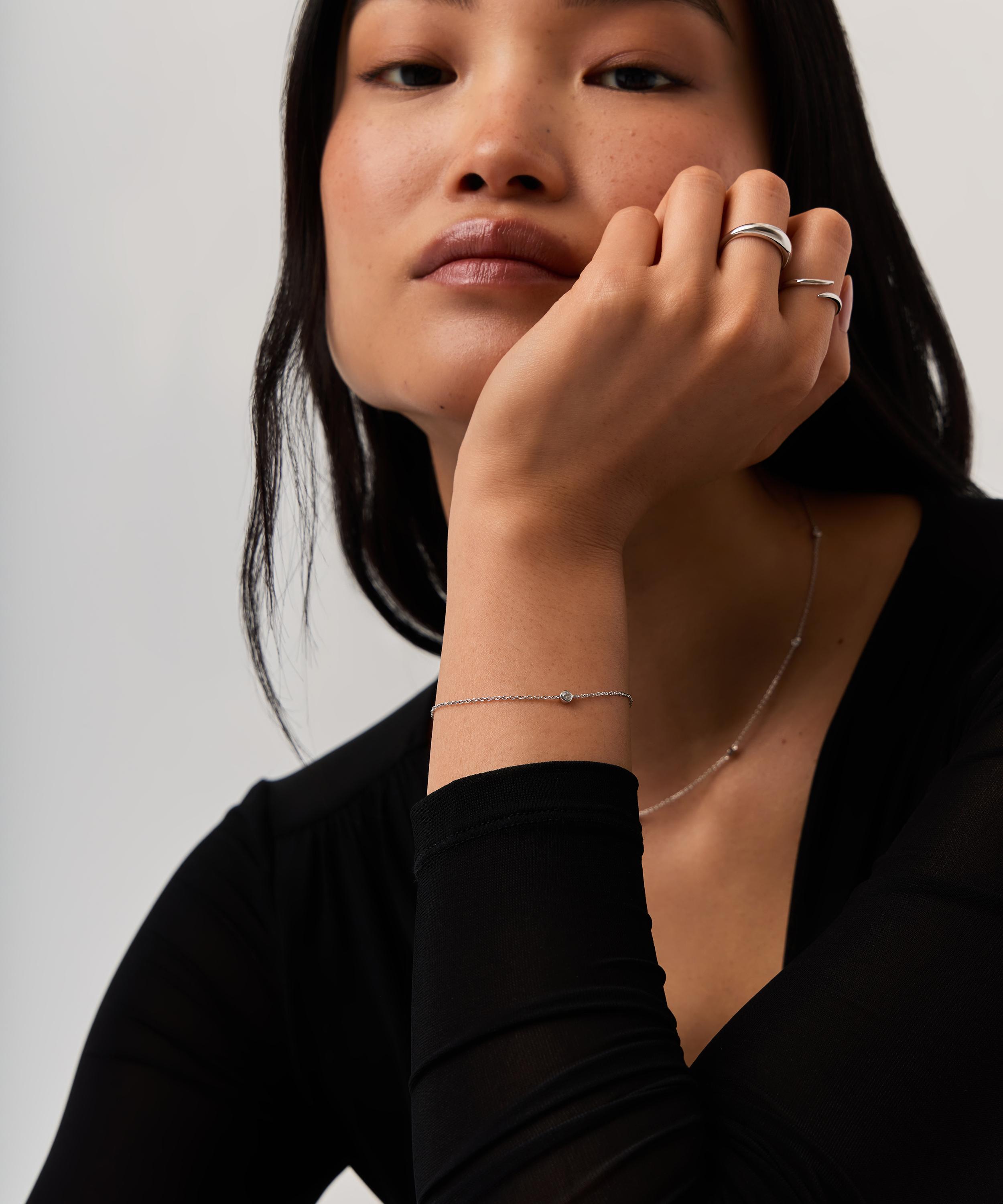 Missoma - 14ct White Gold Fine Diamond Solitaire Bracelet image number 1