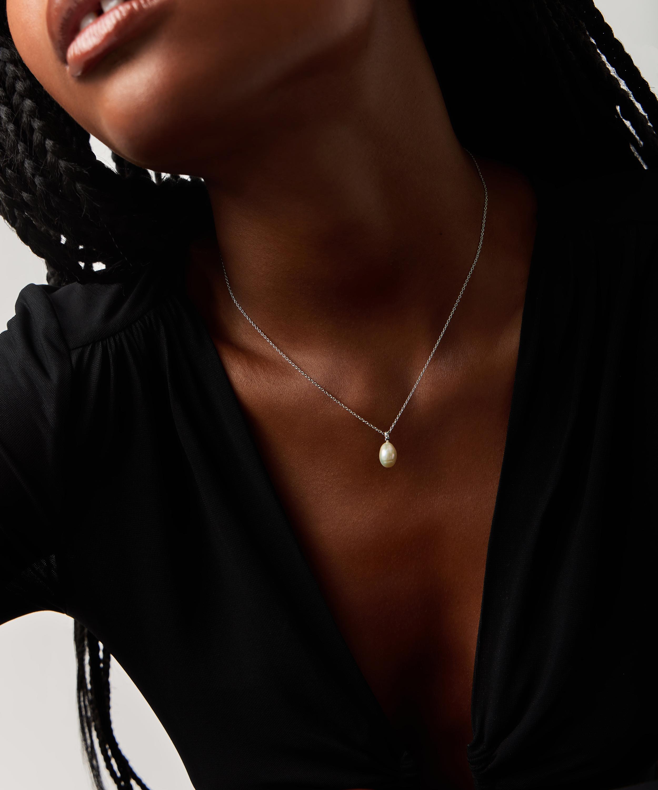 Missoma - 14ct White Gold Fine Baroque Pearl Pendant Necklace image number 1