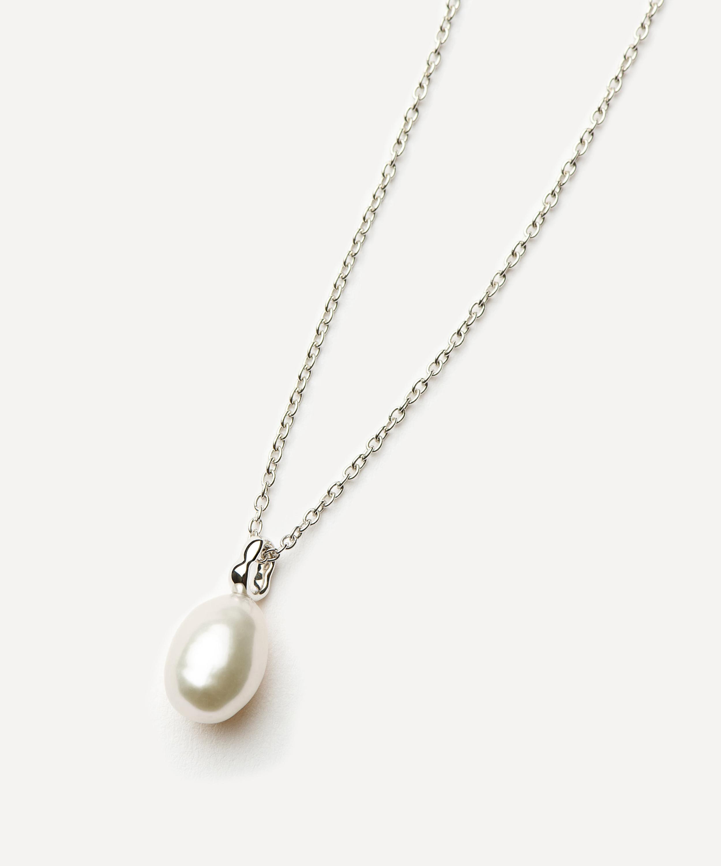 Missoma - 14ct White Gold Fine Baroque Pearl Pendant Necklace image number 2