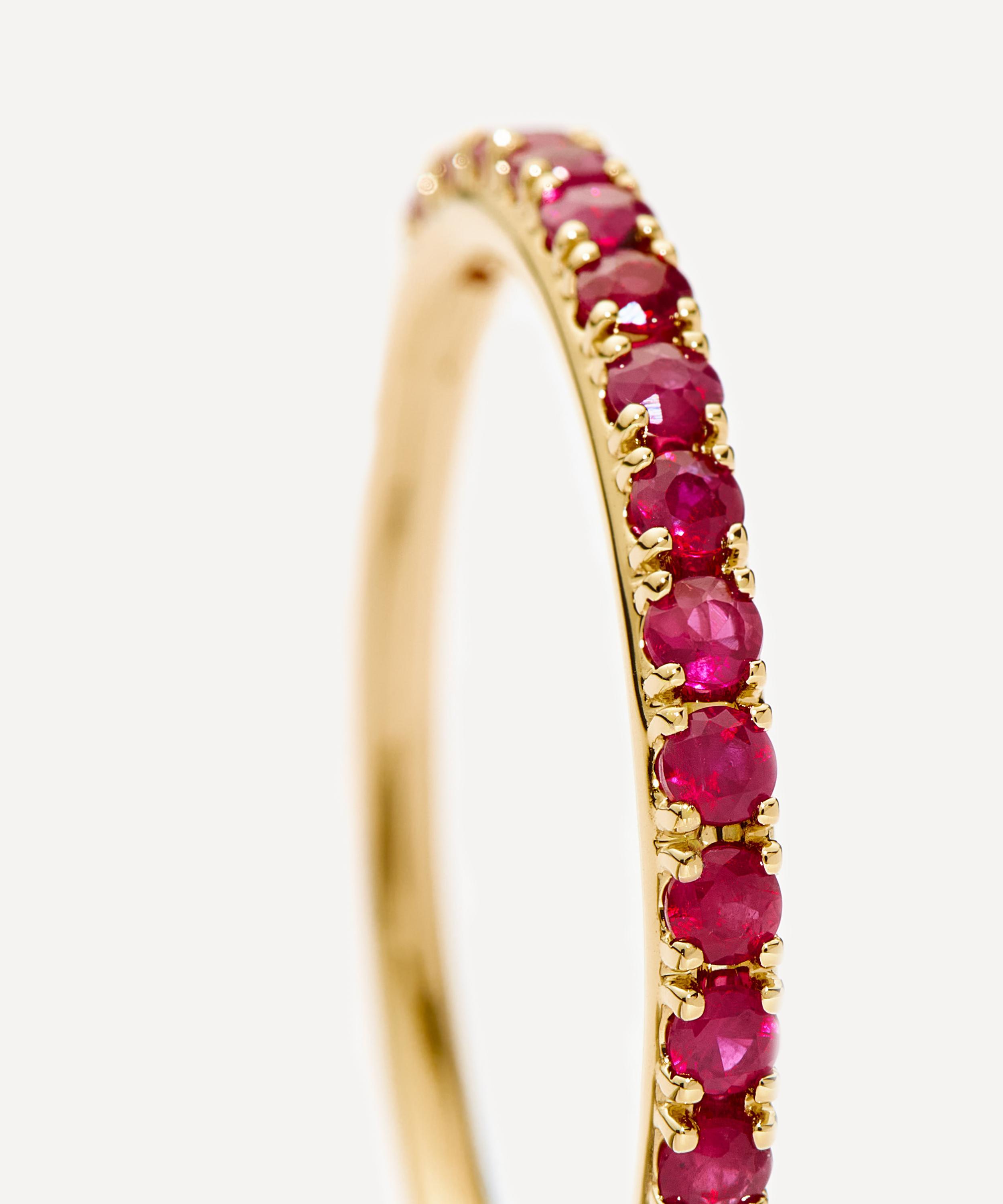 Missoma - 14ct Gold Fine Half Eternity Ruby Ring image number 1