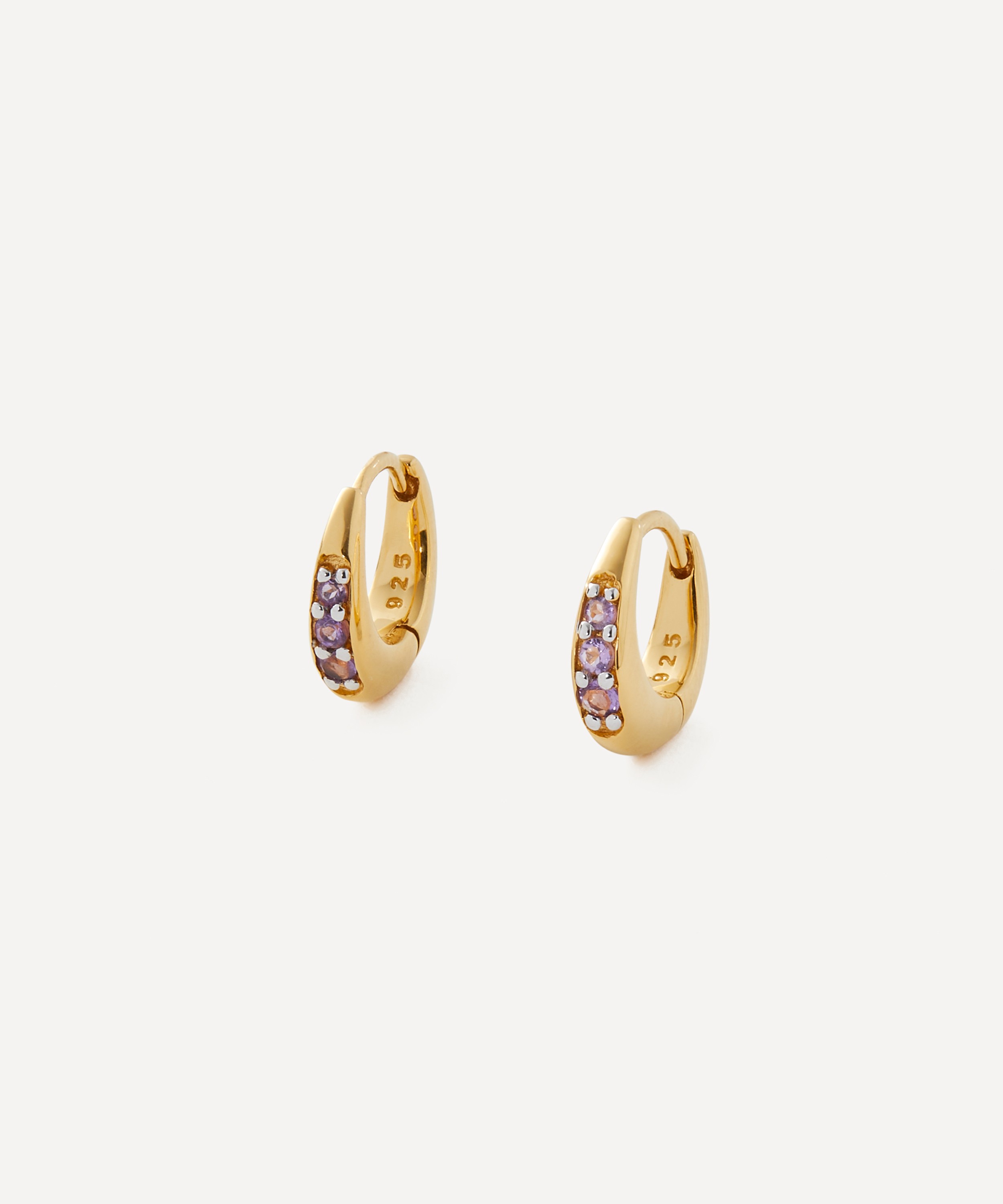 Rachel Jackson - 22ct Gold-Plated February Birthstone Huggie Hoop Earrings image number 0