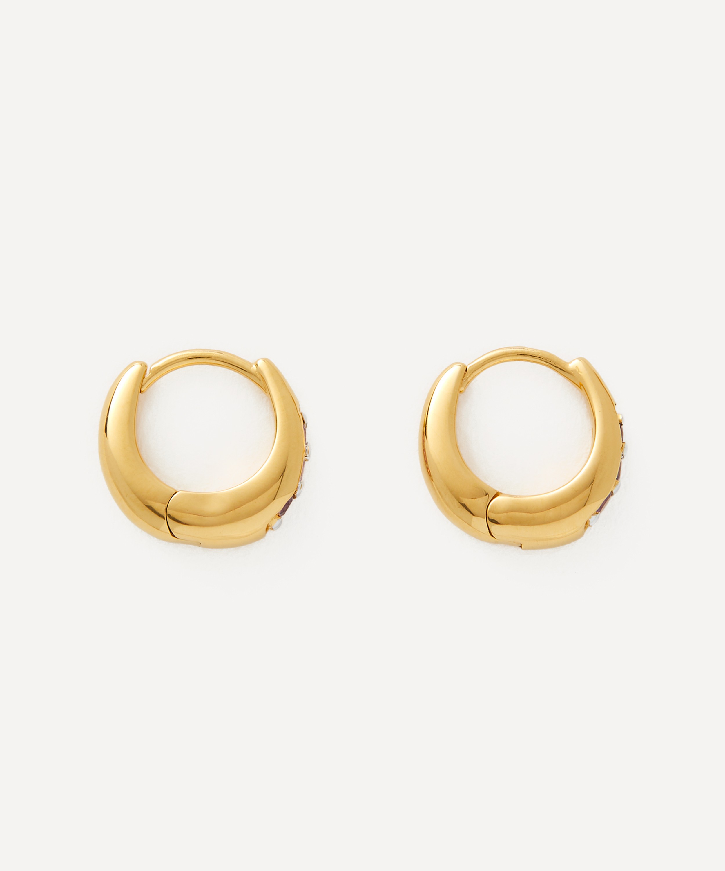 Rachel Jackson - 22ct Gold-Plated February Birthstone Huggie Hoop Earrings image number 1