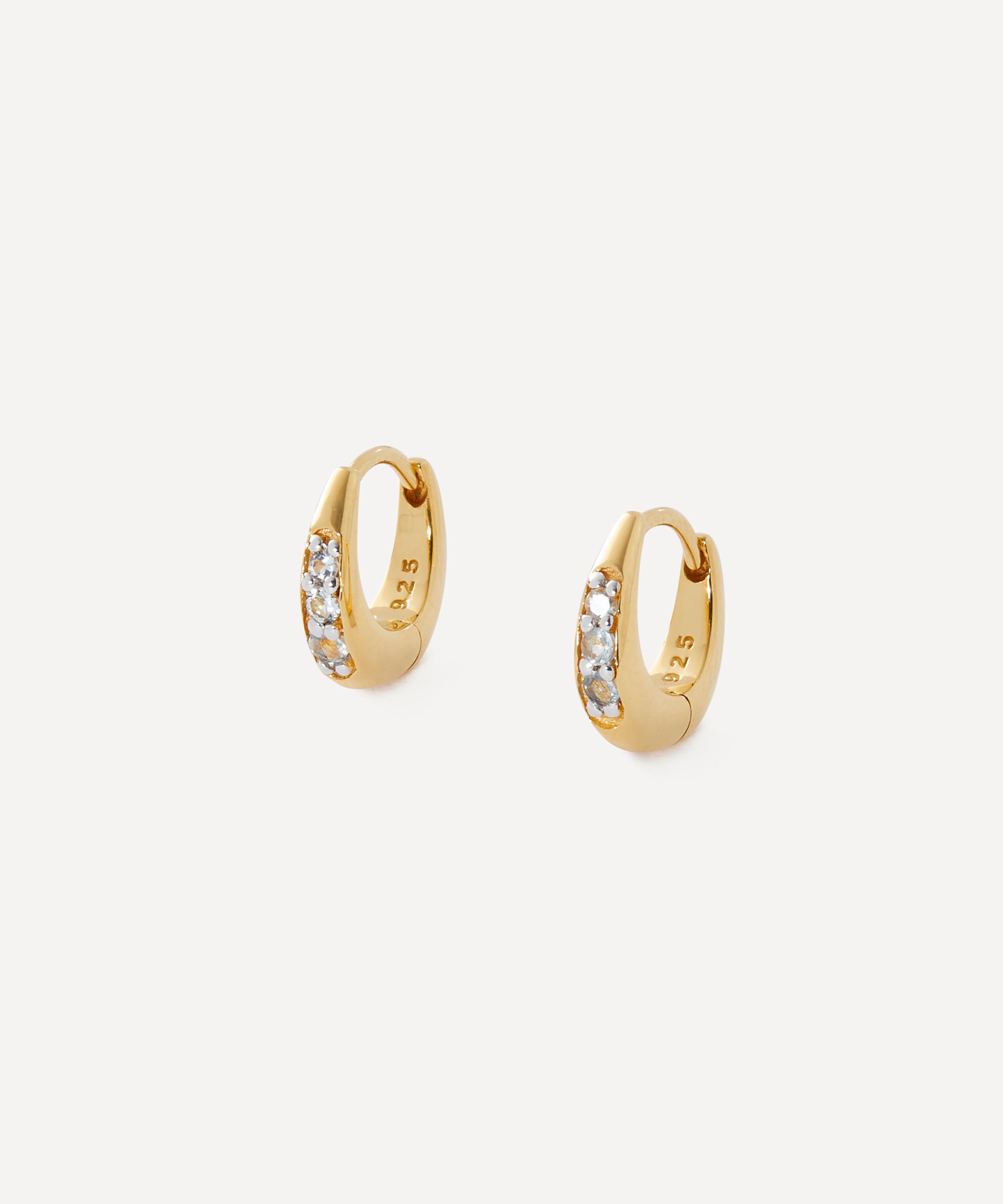 Rachel Jackson - 22ct Gold-Plated March Birthstone Huggie Hoop Earrings image number 0