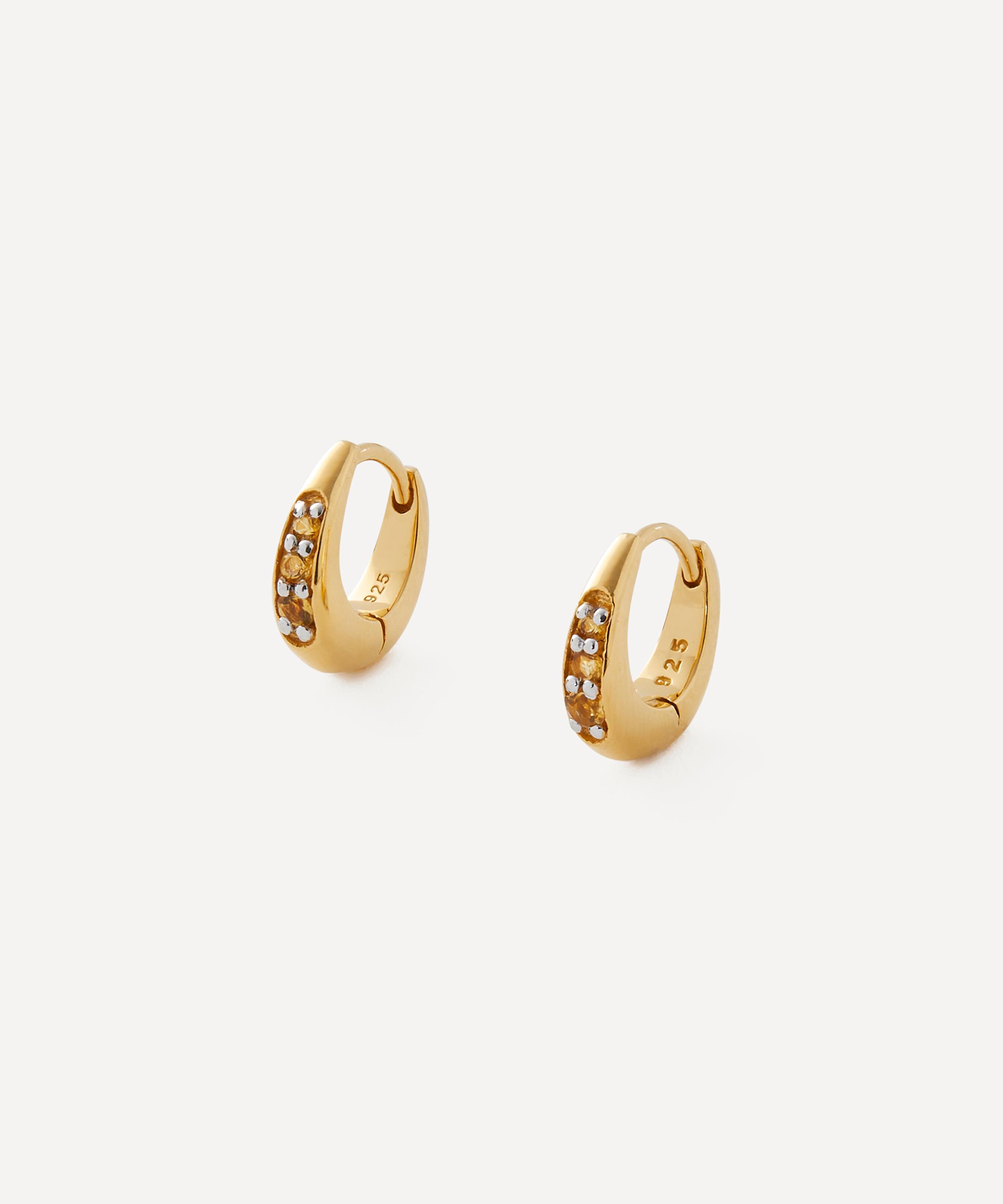 Rachel Jackson - 22ct Gold-Plated November Birthstone Huggie Hoop Earrings image number 0