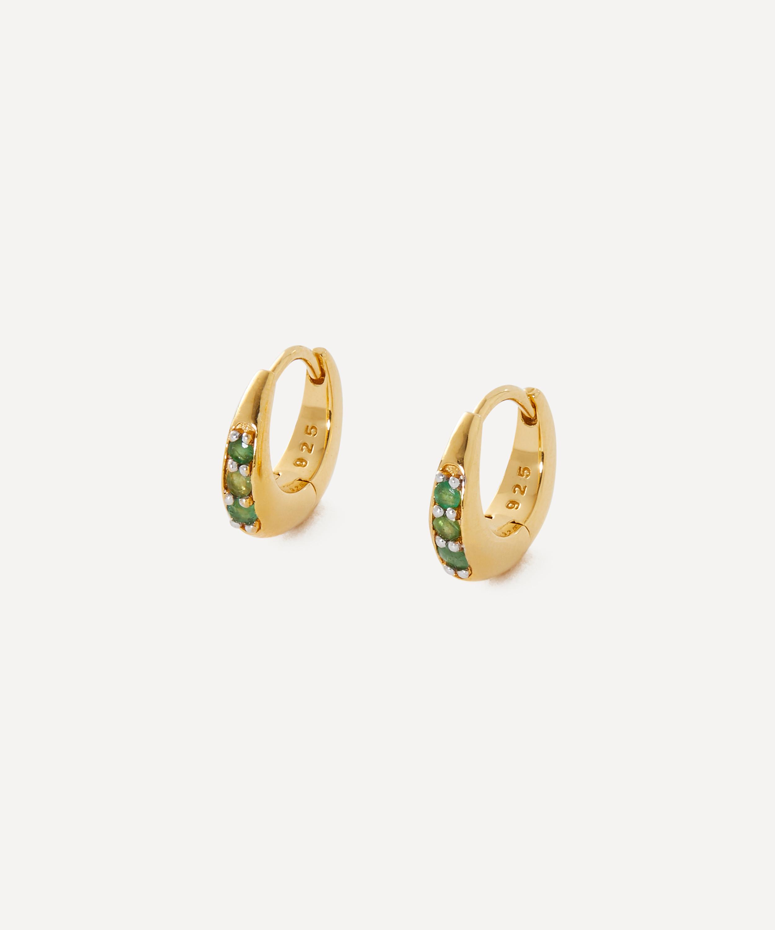 Rachel Jackson - 22ct Gold-Plated May Birthstone Huggie Hoop Earrings image number 0